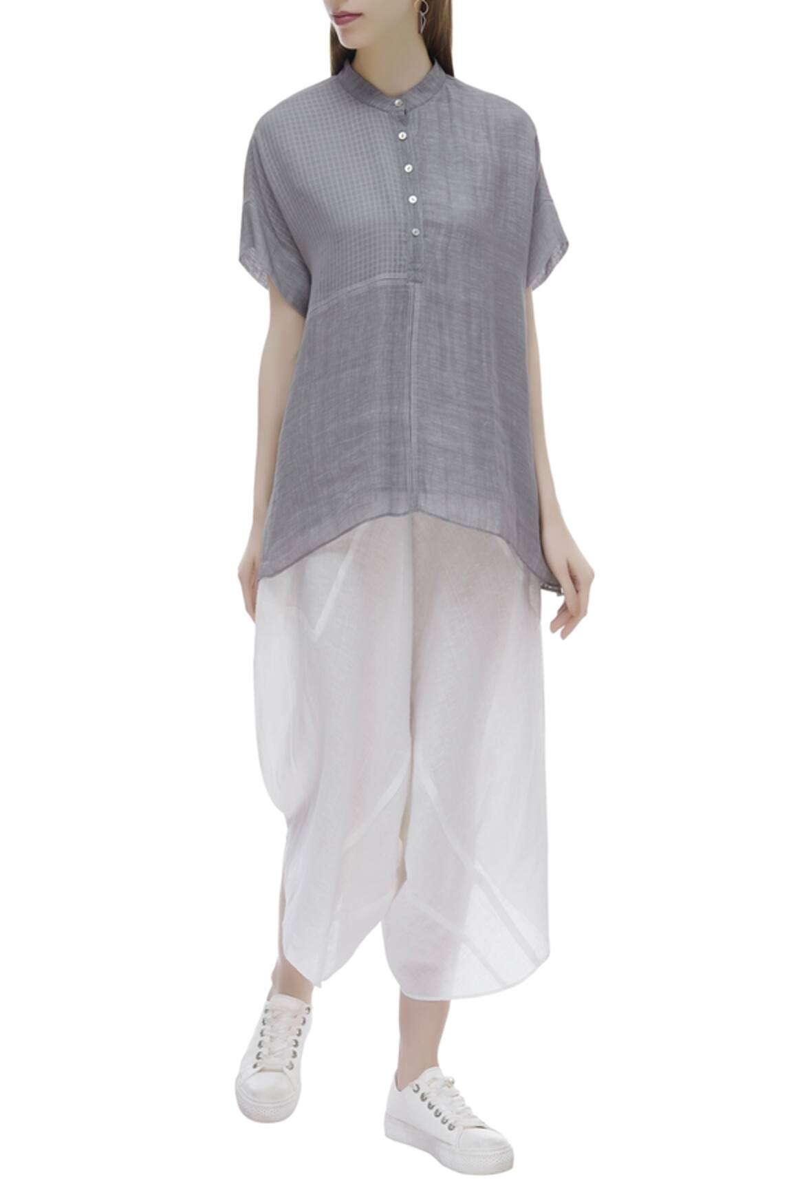 Urvashi Kaur Checkered Panel Organic Cotton Top