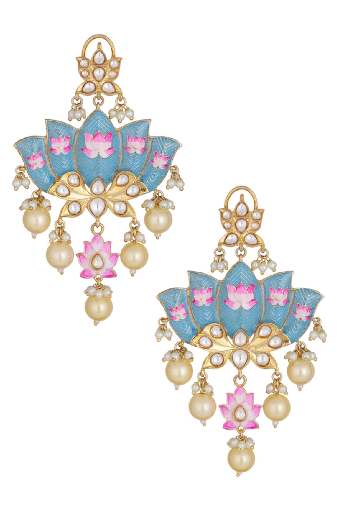 Auraa Trends Lotus Kundan Earrings