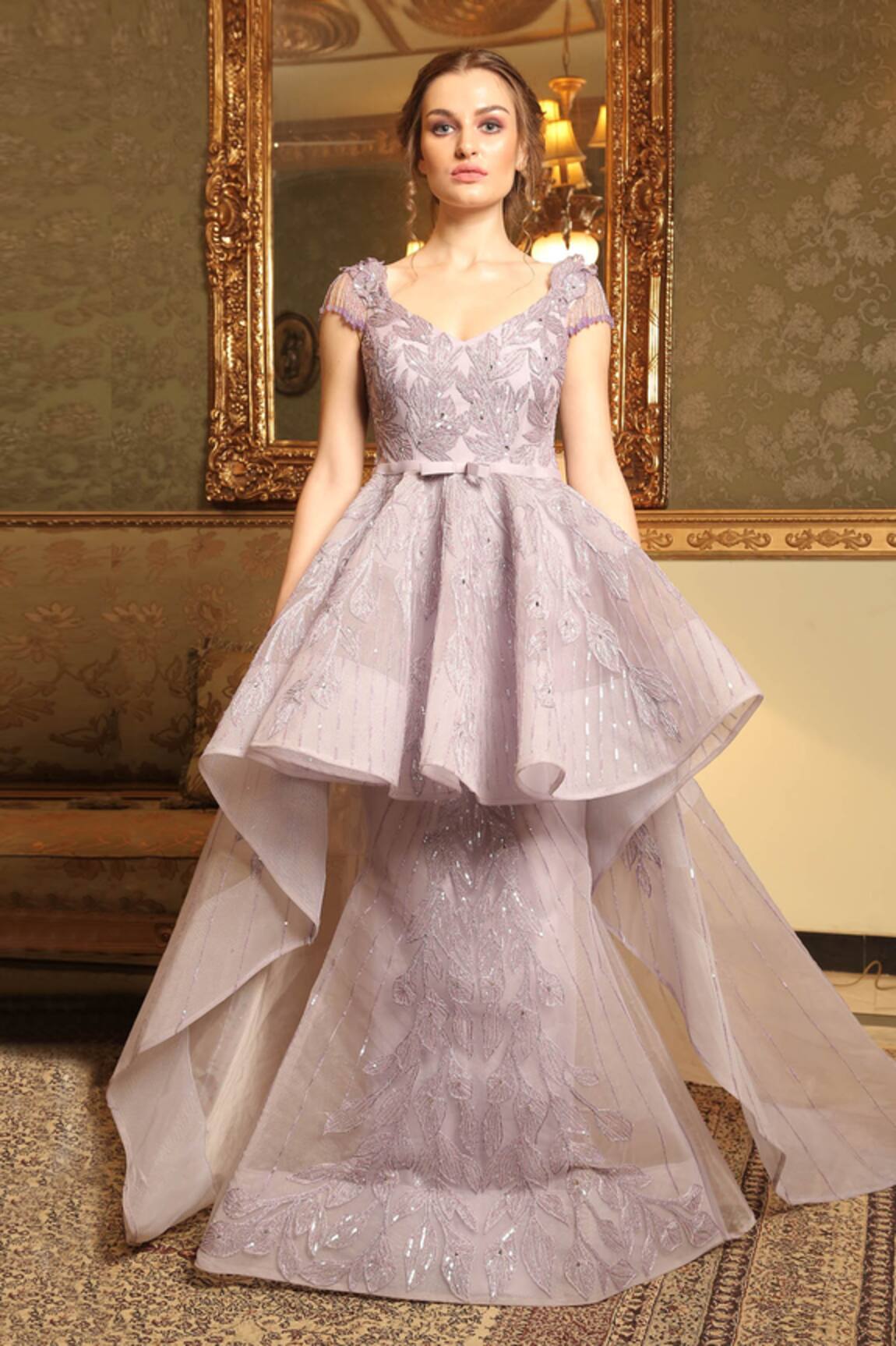 Amit GT Embellished Peplum Gown