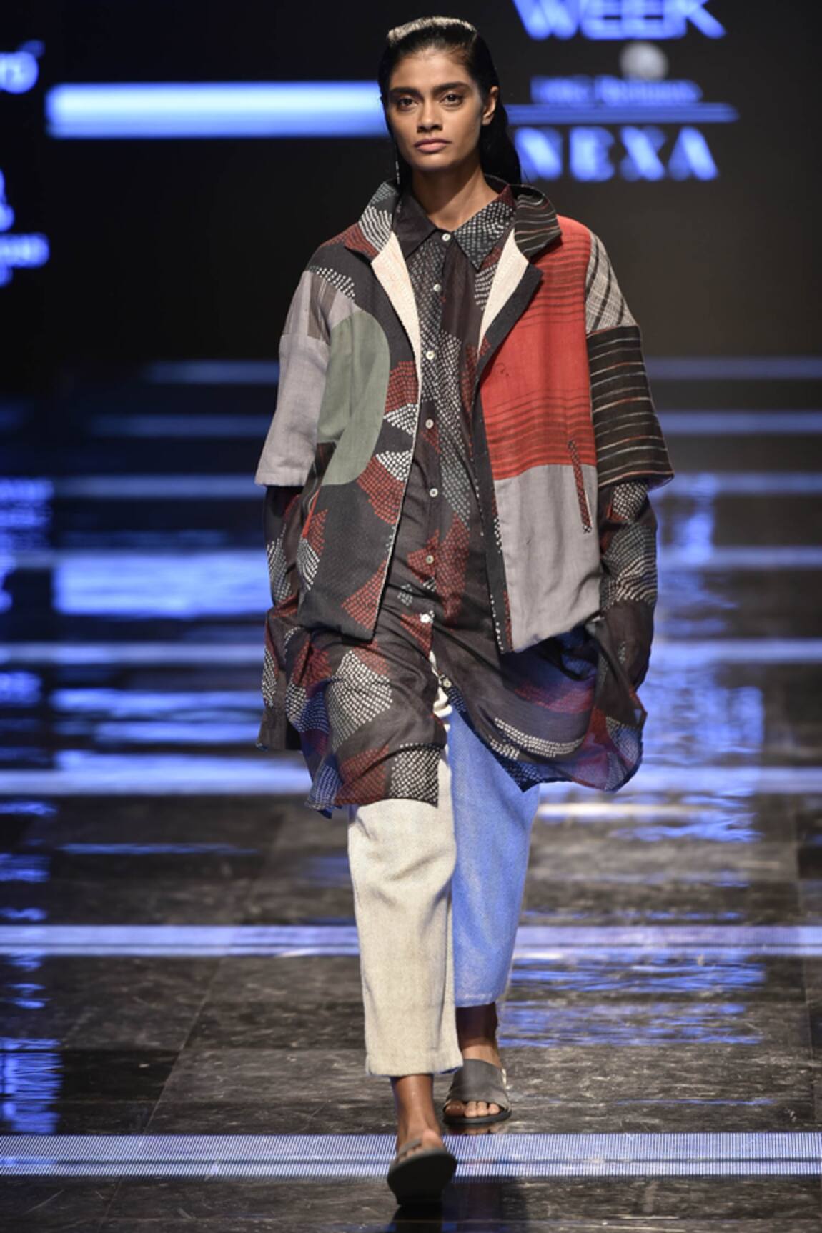 Urvashi Kaur Multi Color Shibori Print Full Sleeve Shirt 