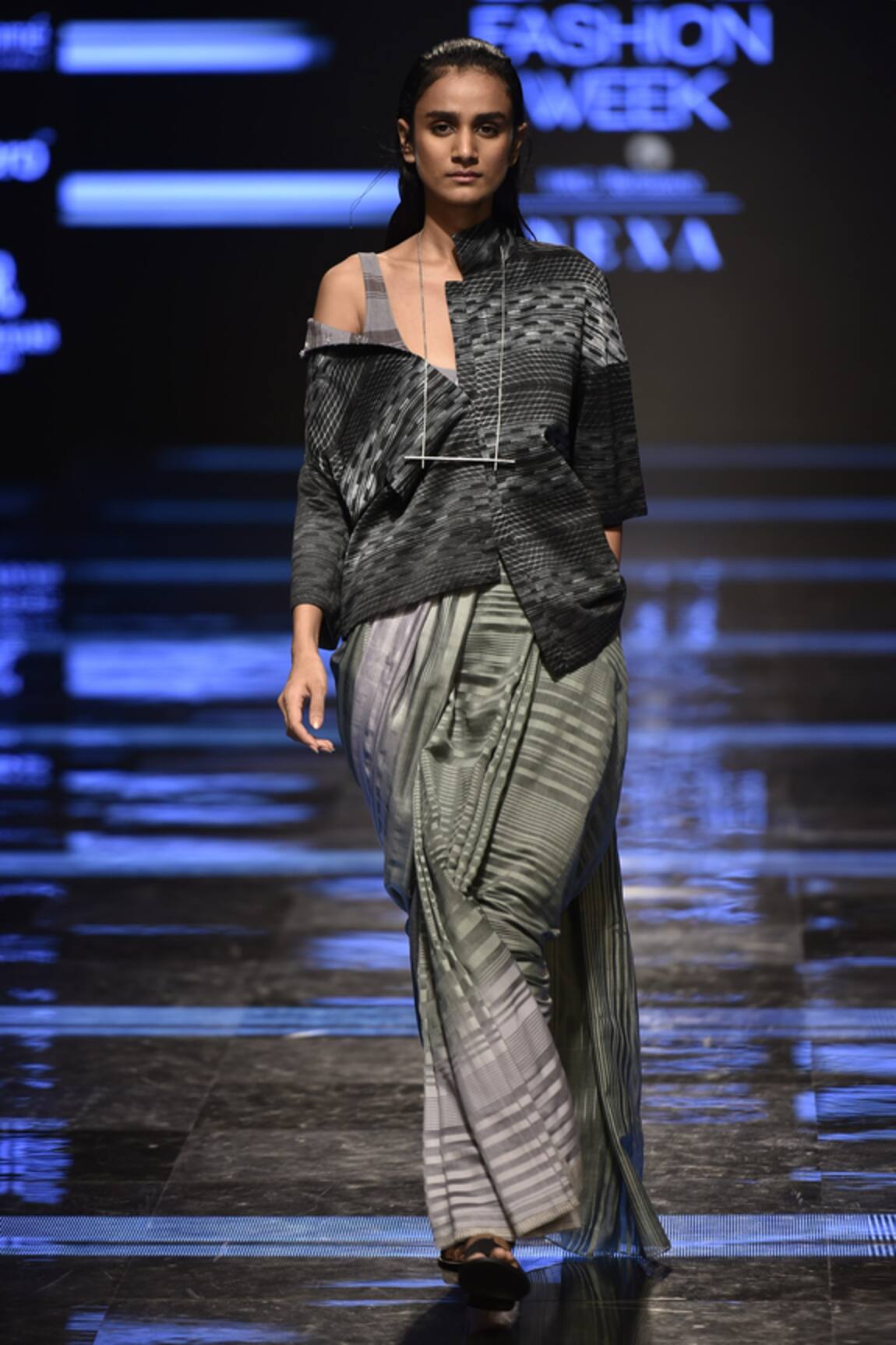 Urvashi Kaur Checkered & Striped Half Sleeve Shirt 