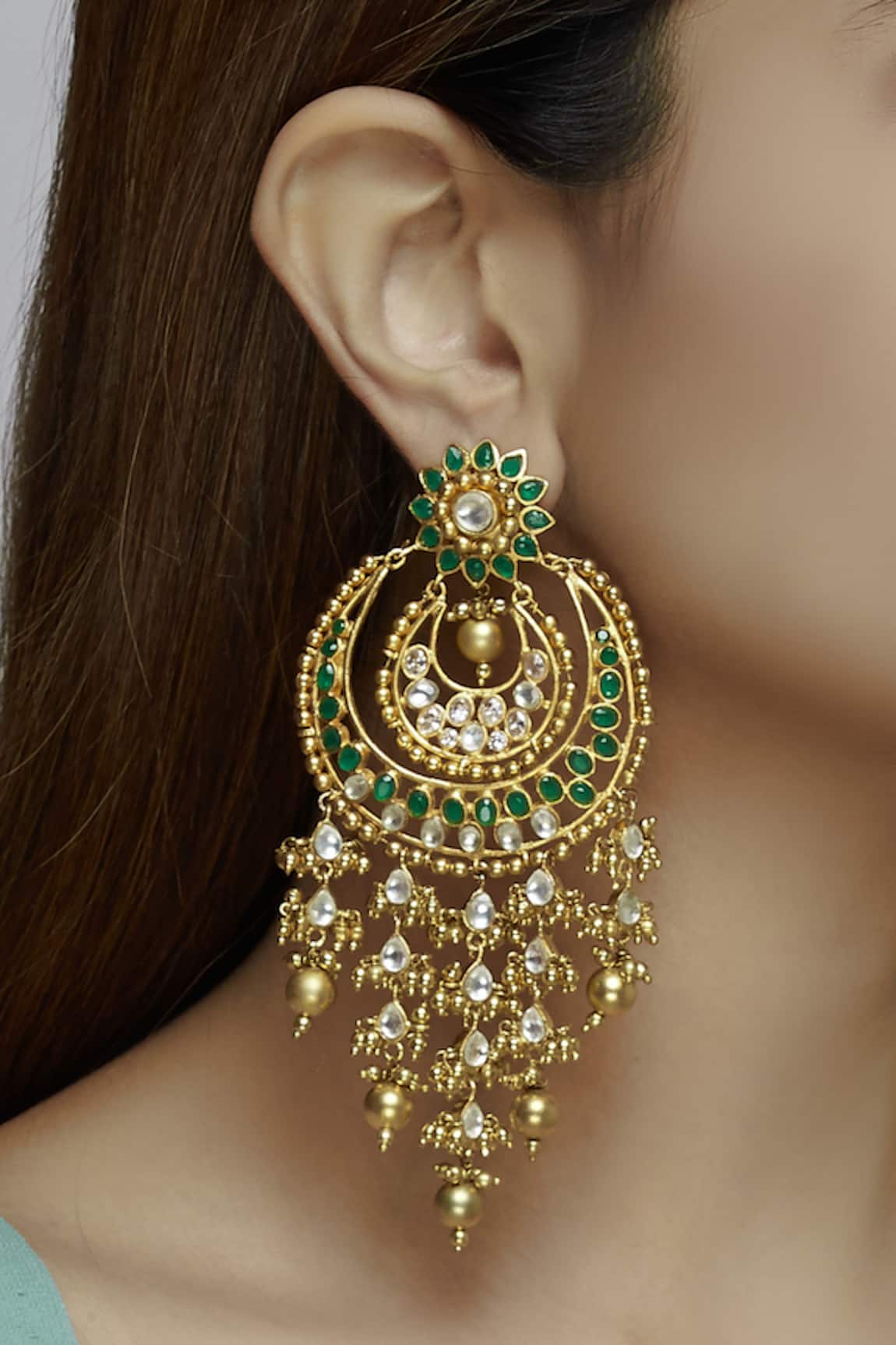 Moh-Maya by Disha Khatri Stone Chandbali Earrings