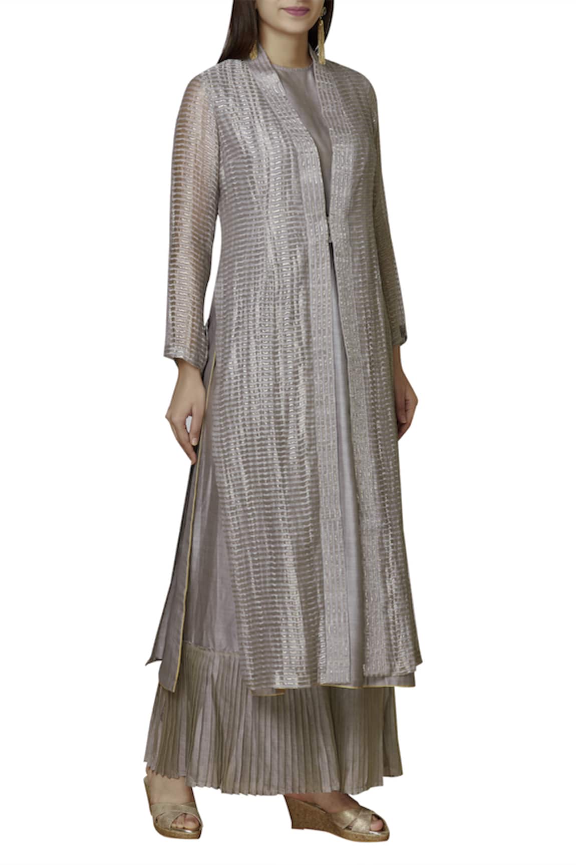 Urvashi Kaur Striped Silk Jacket
