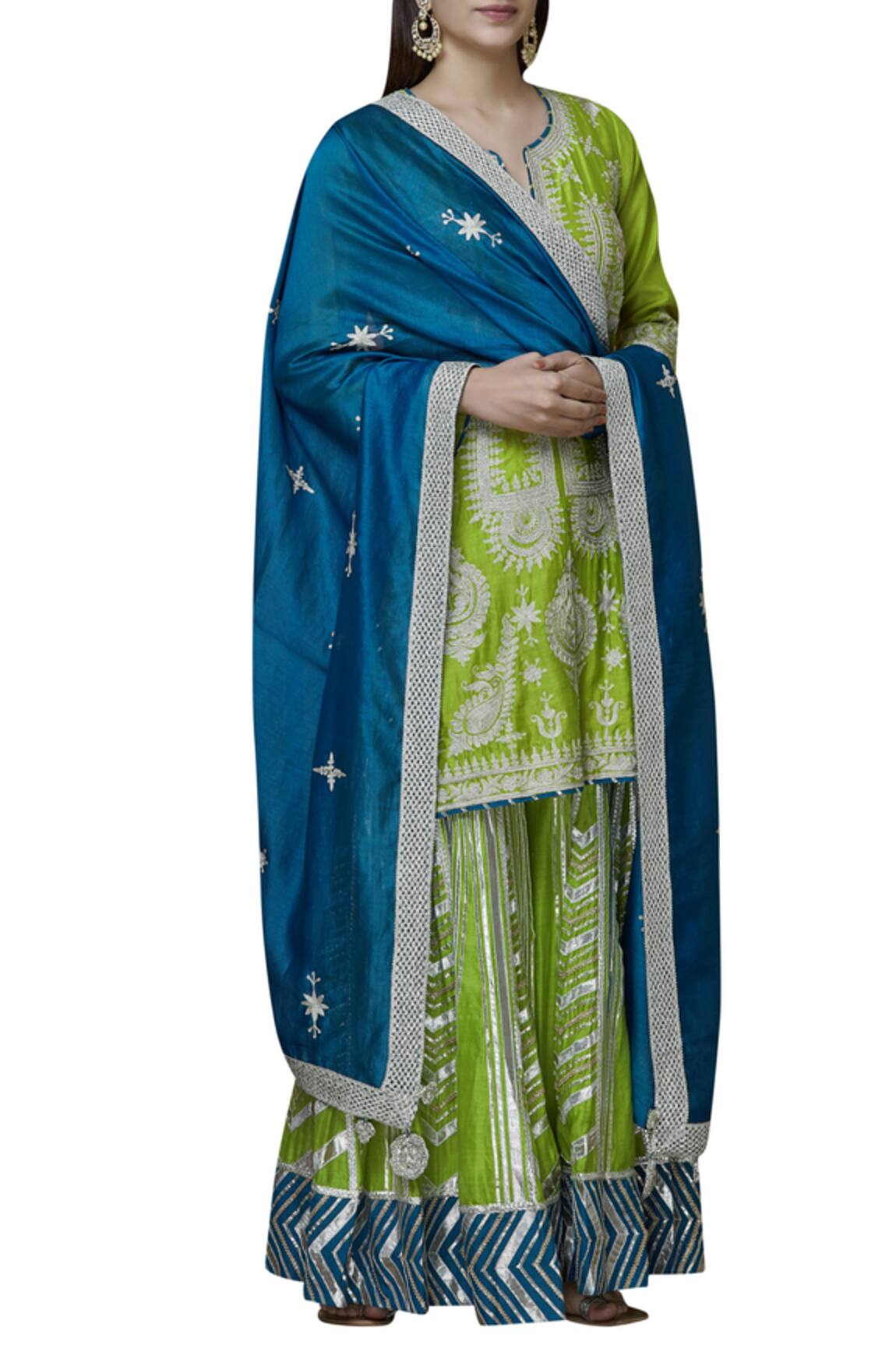Simar Dugal Chanderi Kurta Gharara Set
