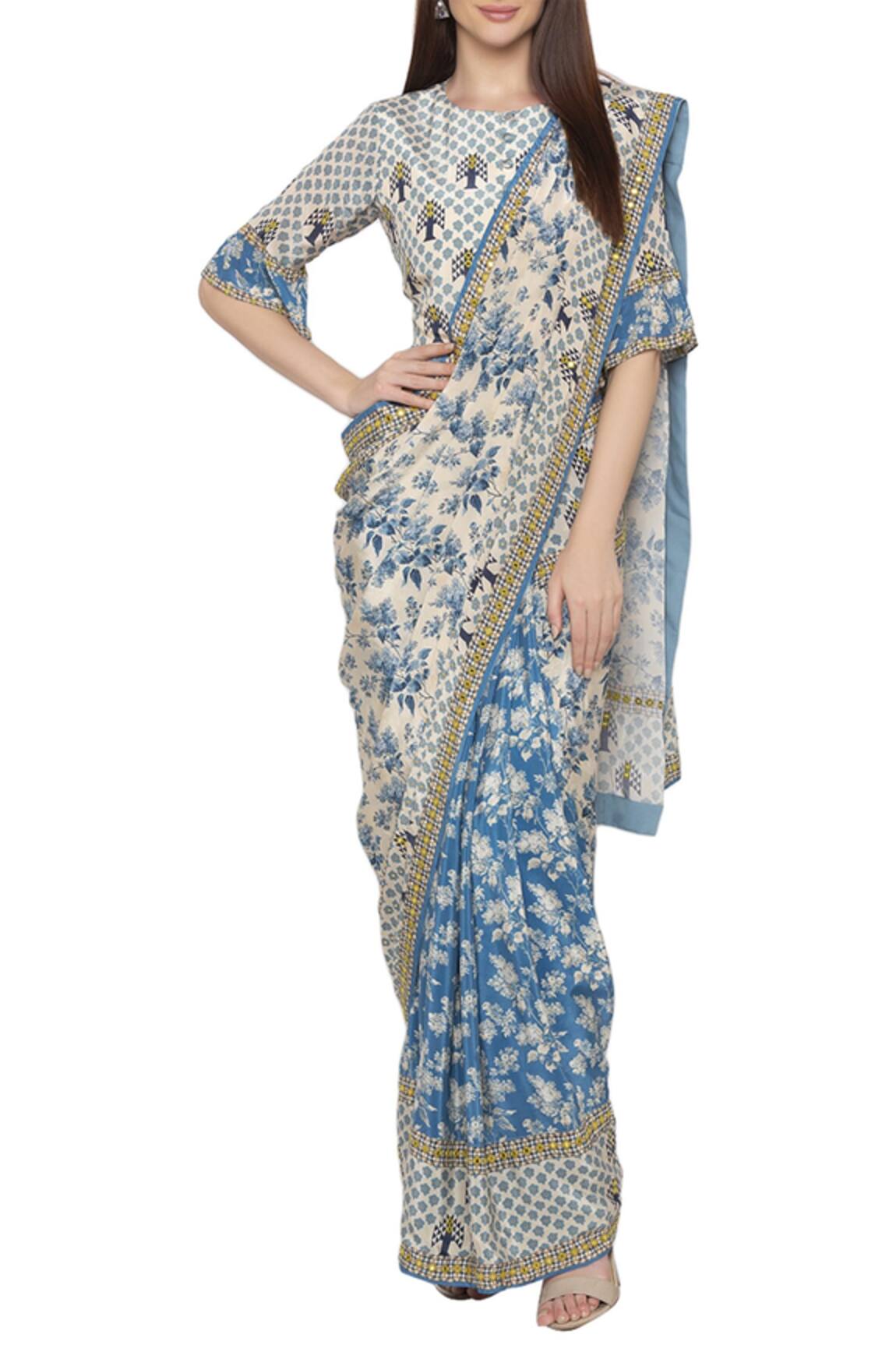 Soup by Sougat Paul Printed Pre-Draped Saree Set