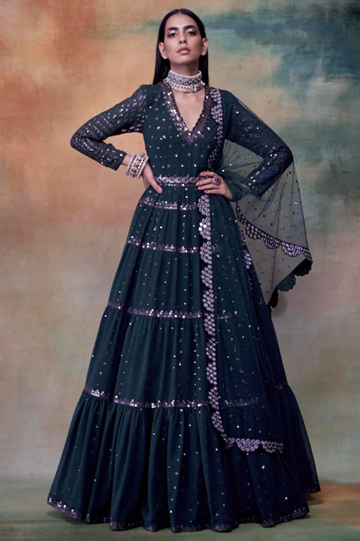 Vvani By Vani Vats Embroidered Anarkali with Dupatta