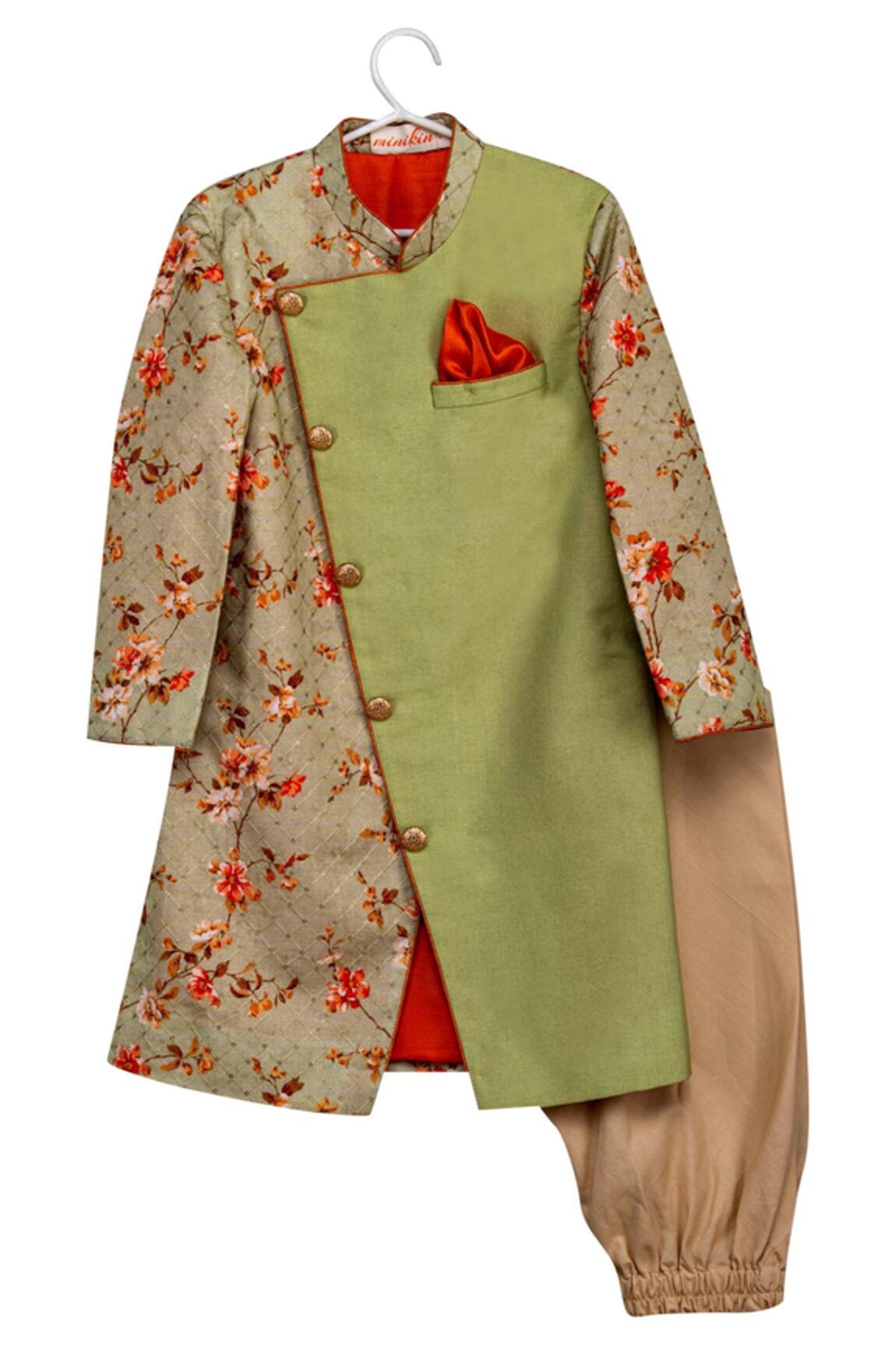 Minikin Printed Sherwani with Churidar