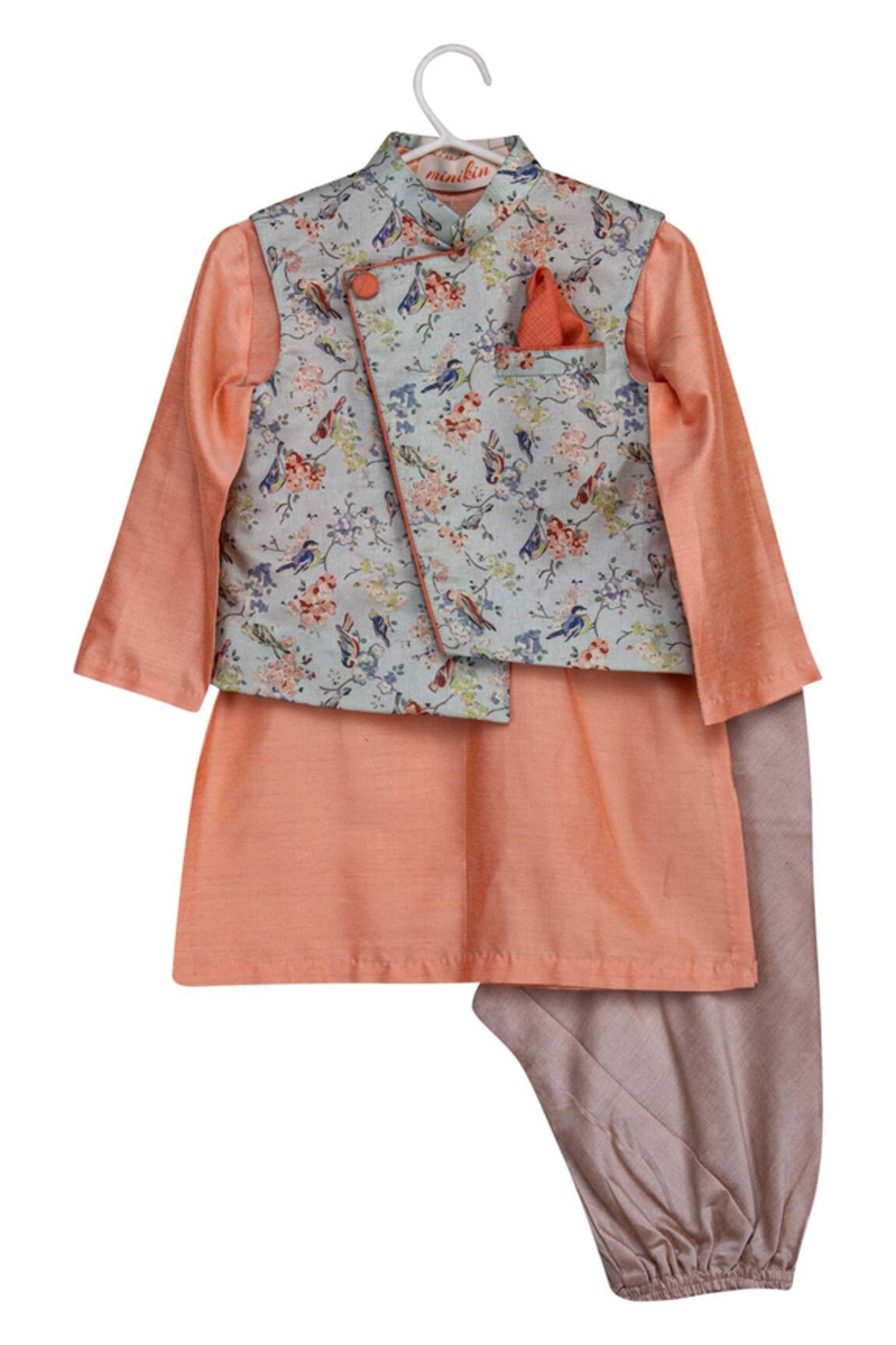 Minikin Printed Jacket Kurta Set