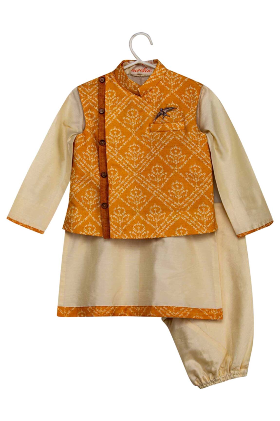 Minikin Printed Jacket Kurta Set 