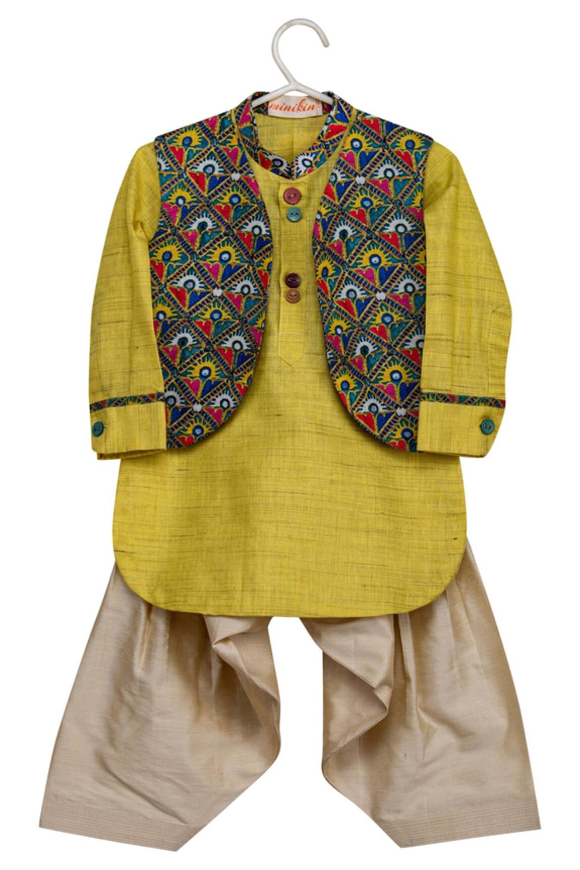 Minikin Printed Jacket Kurta Set