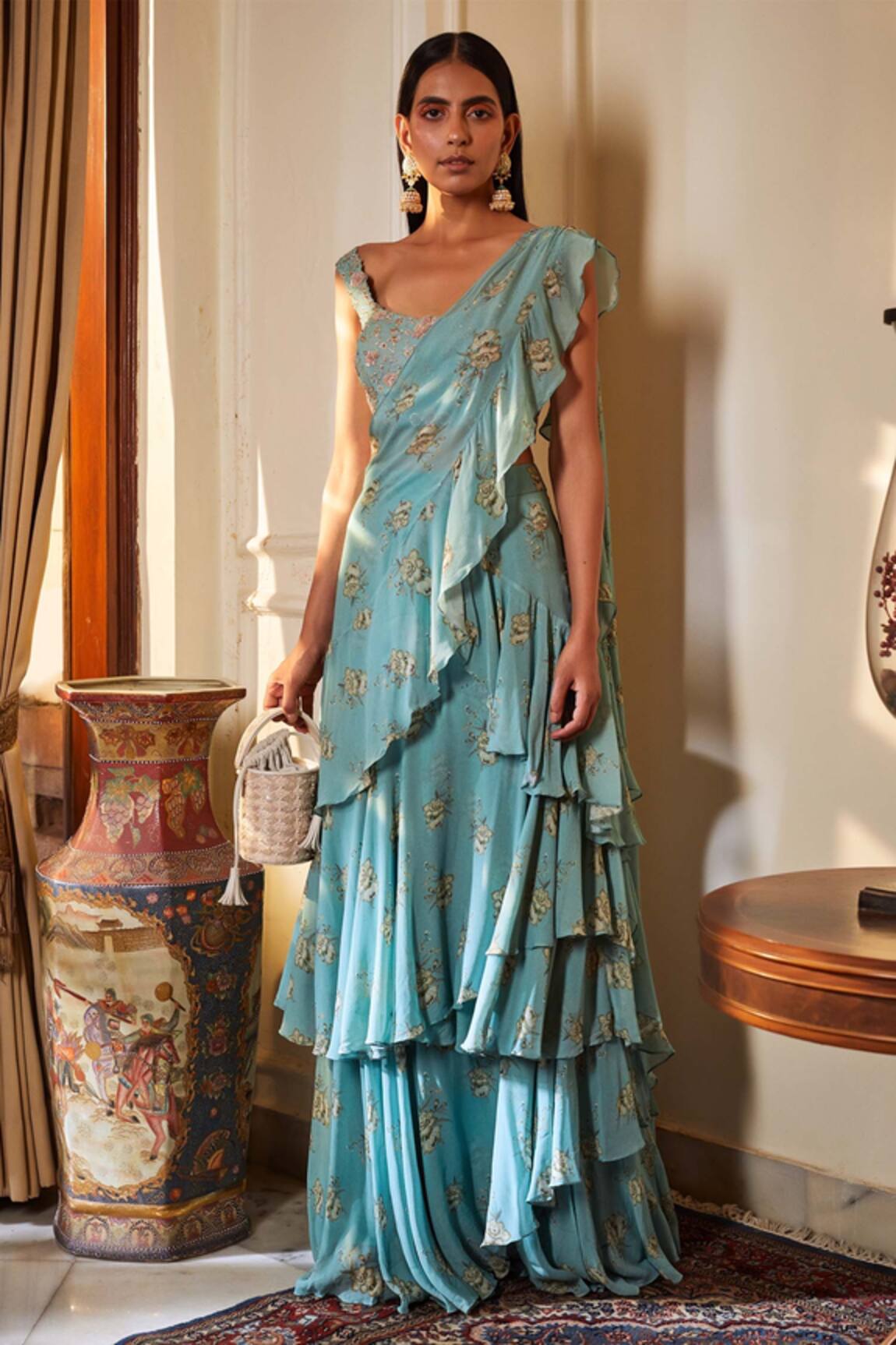 Sana Barreja Embroidered Saree Set