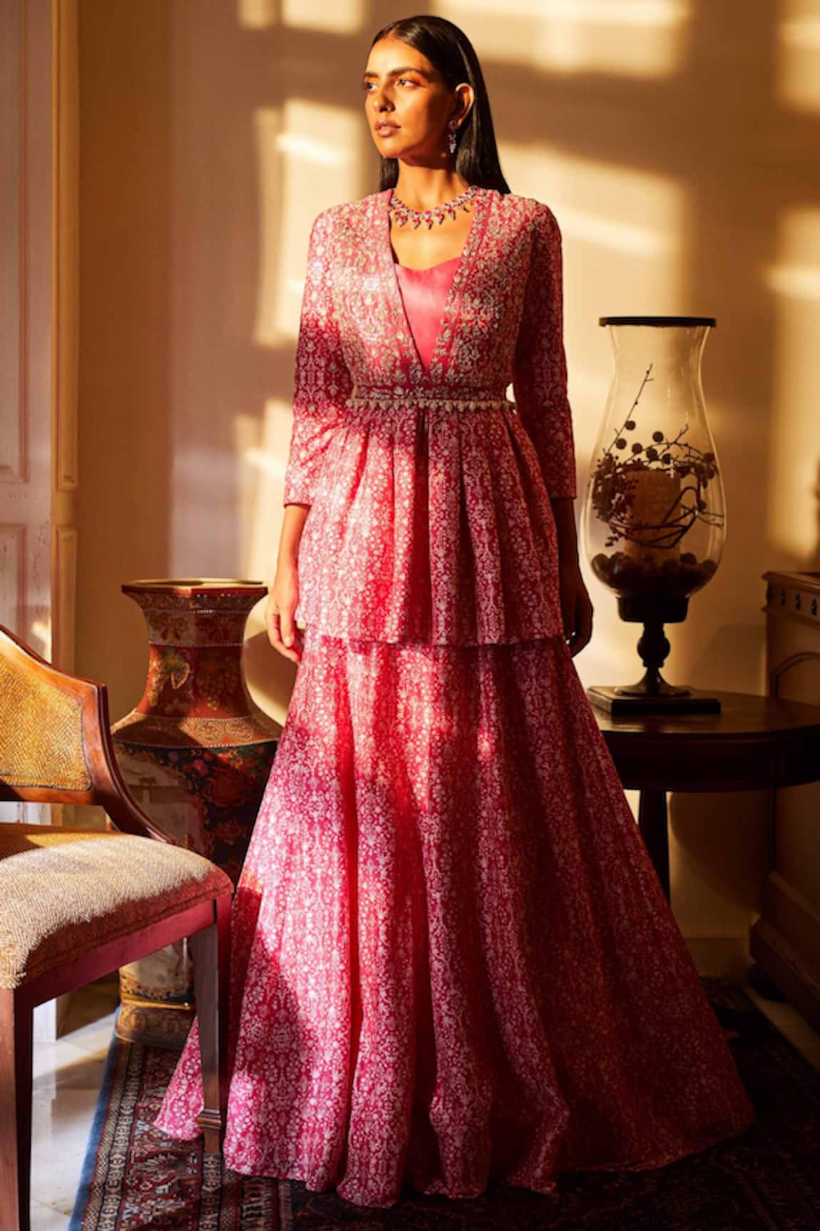 Sana Barreja Chanderi Jacket Lehenga Set