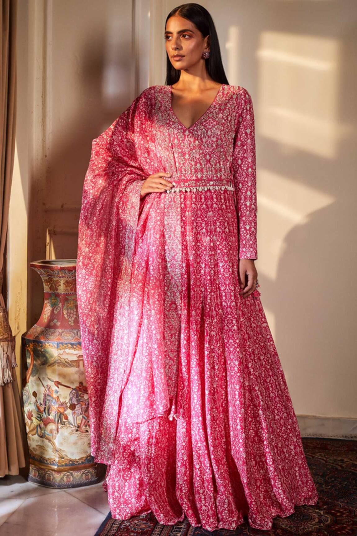Sana Barreja Chanderi Anarkali with Dupatta
