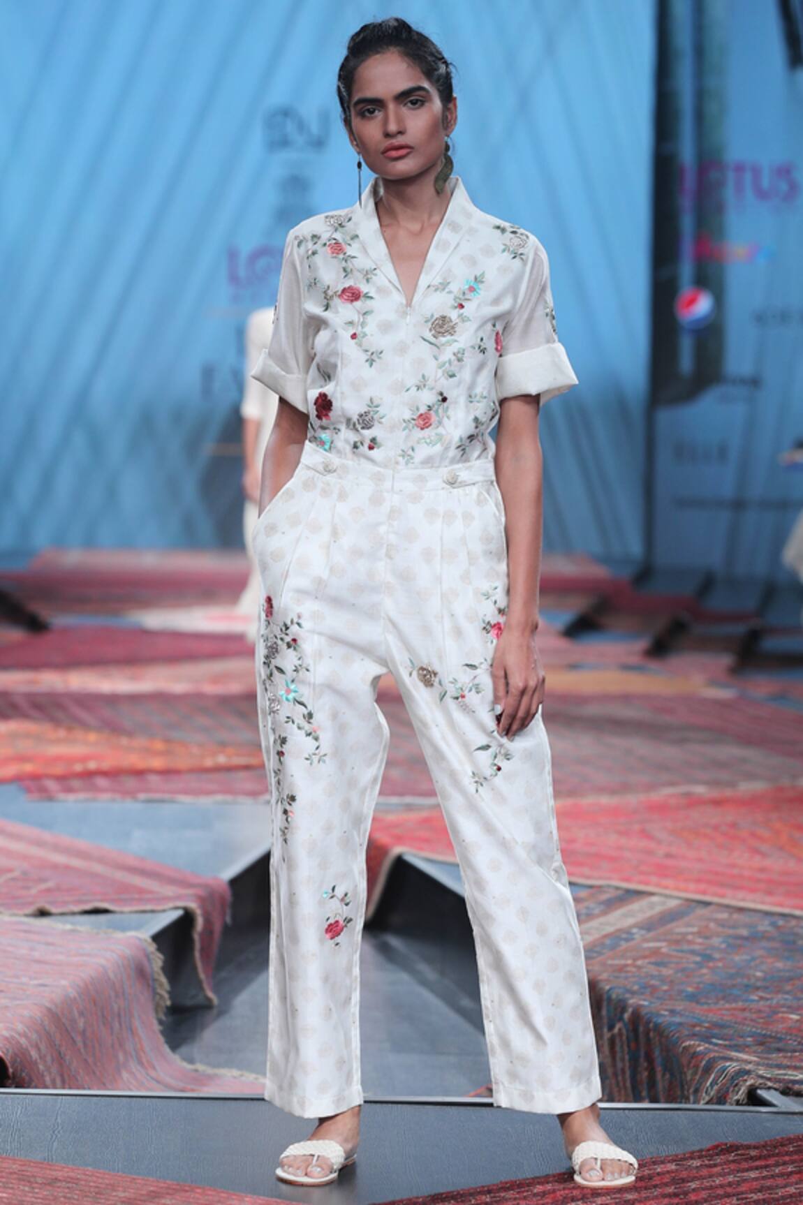 Prama By Pratima Pandey Chanderi Embroidered Jumpsuit