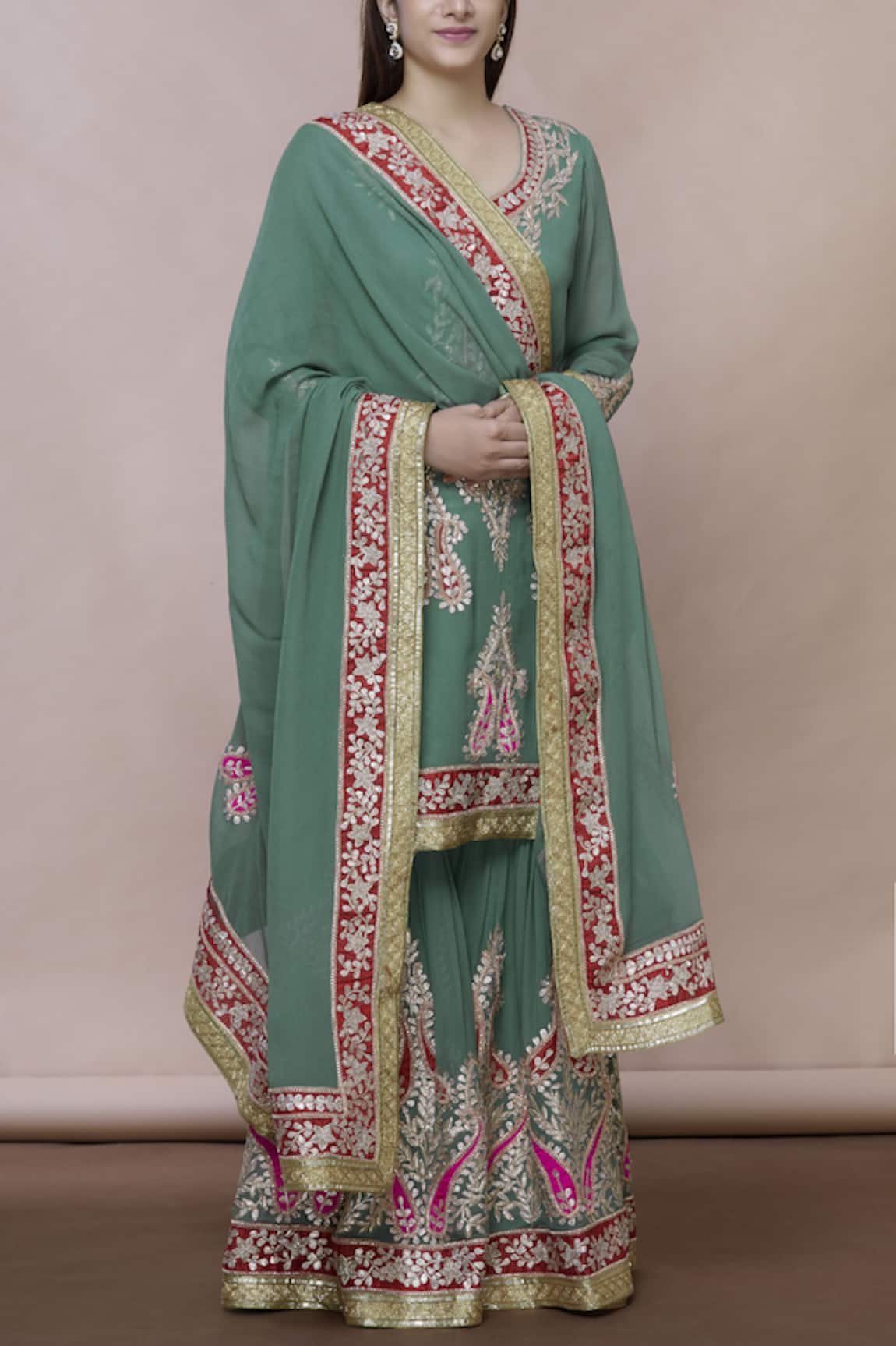 Abhi Singh Embroidered Kurta Sharara Set
