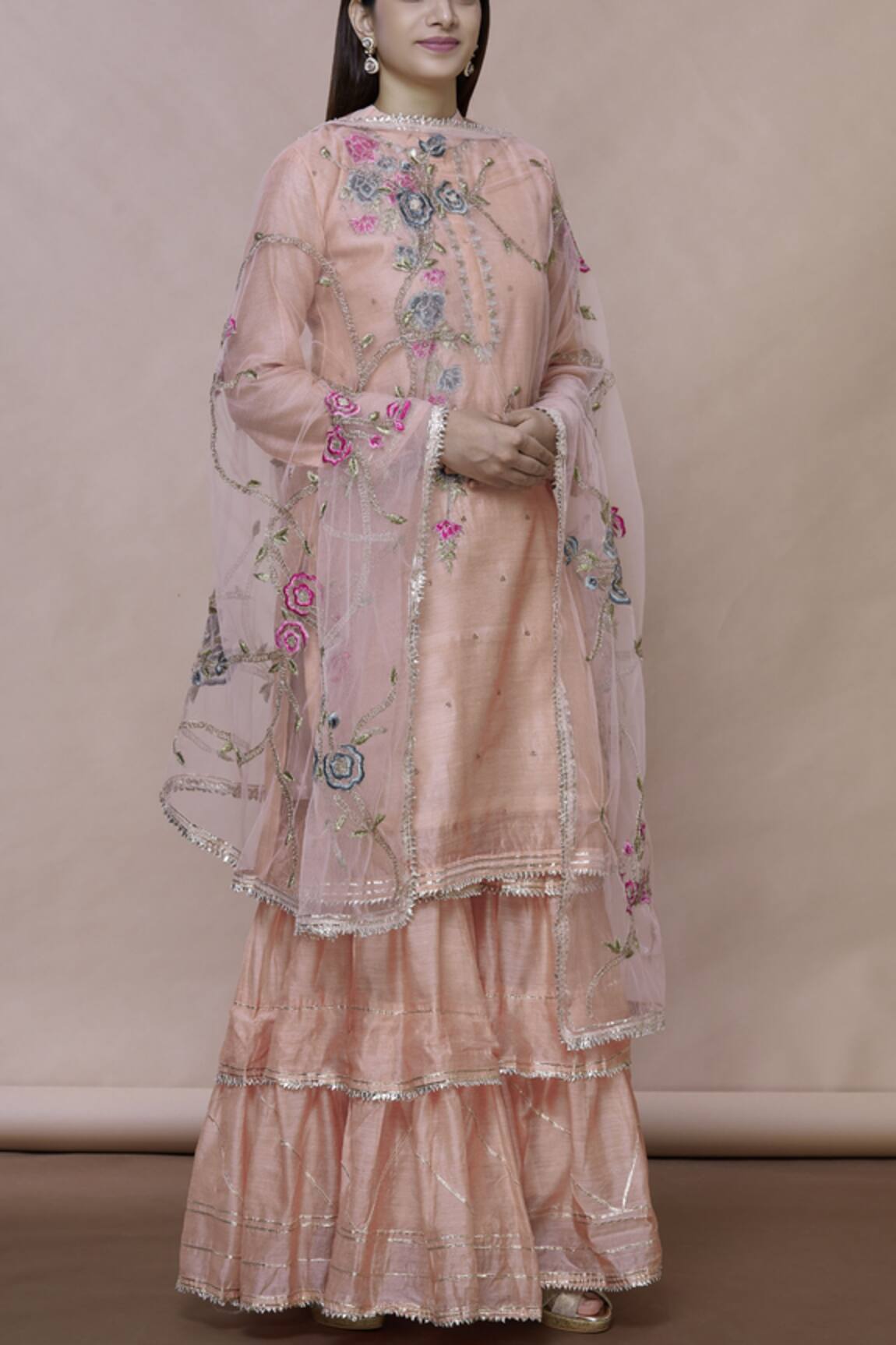 Abhi Singh Chanderi Silk Kurta Sharara Set