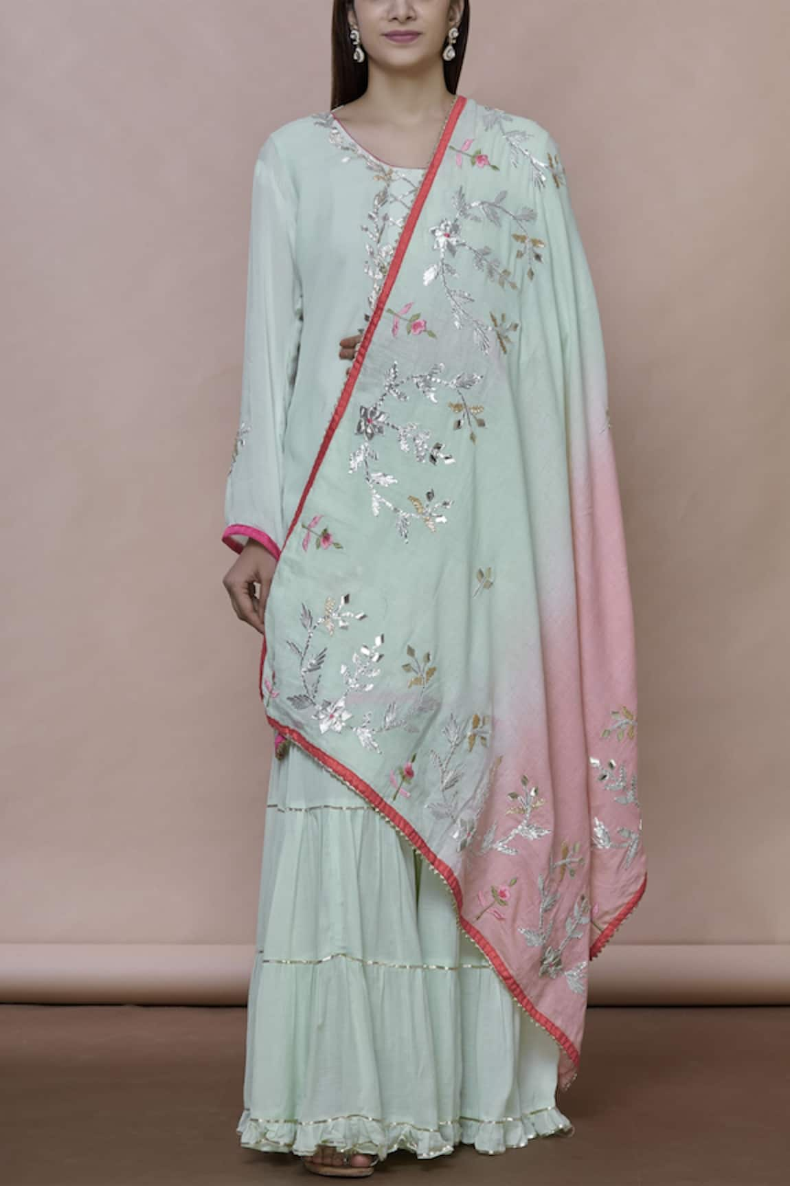 Abhi Singh Silk Embroidered Kurta Sharara Set