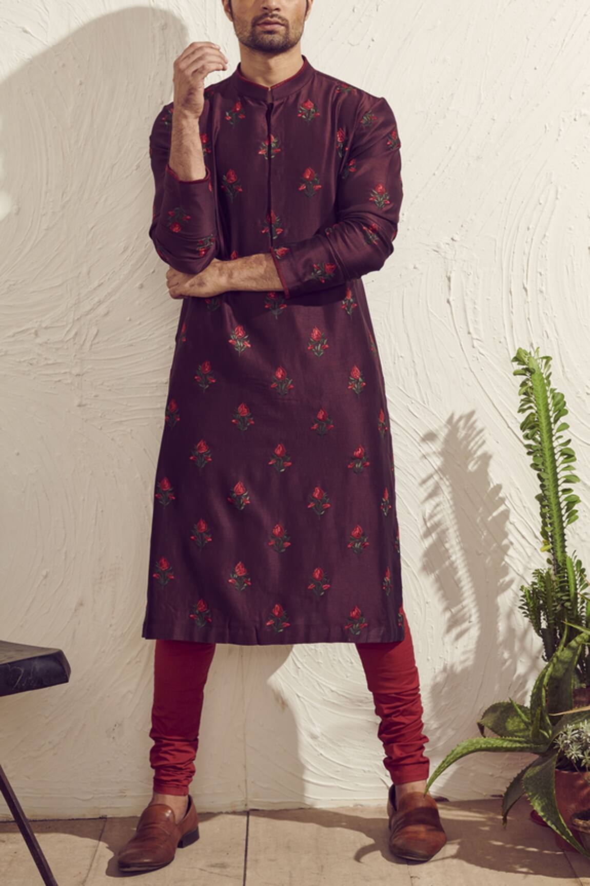 Dev R Nil Chanderi Kurta Set