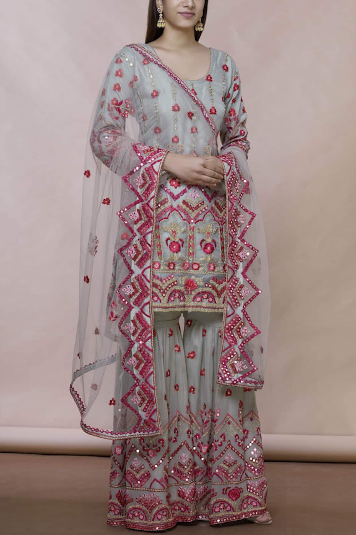 Abhi Singh Embroidered Kurta Sharara Set