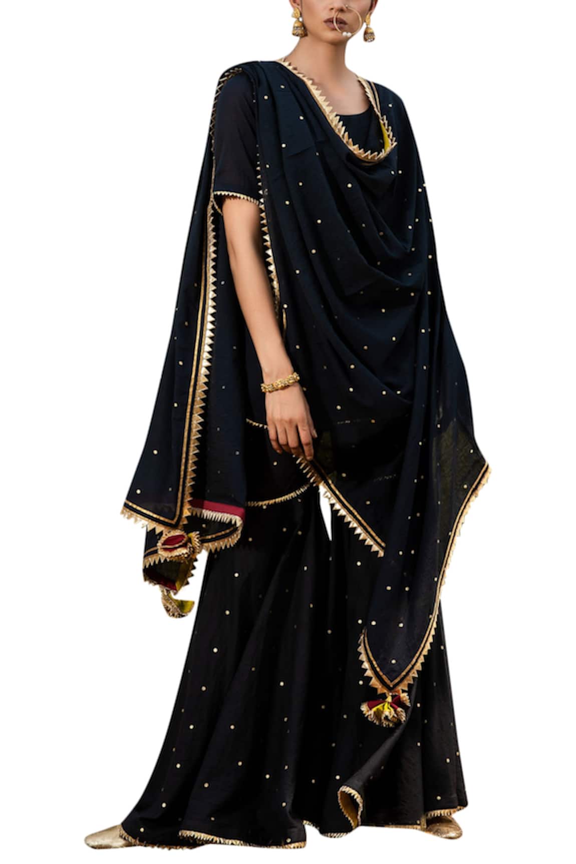 Kharakapas Embroidered Kurta Sharara Set 