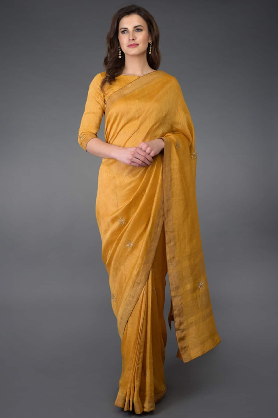 Talking Threads Silk Linen Embroidered Saree 