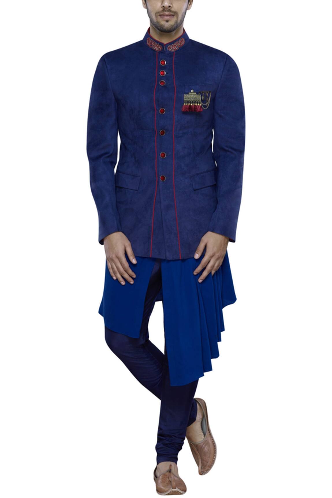Nitesh Singh Chauhan Button Front Bandhgala Set