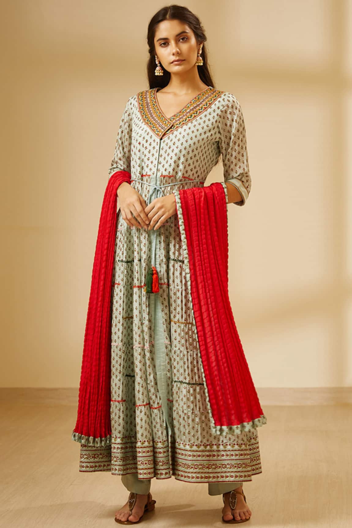 Shyam Narayan Prasad Block Print Anarkali Set