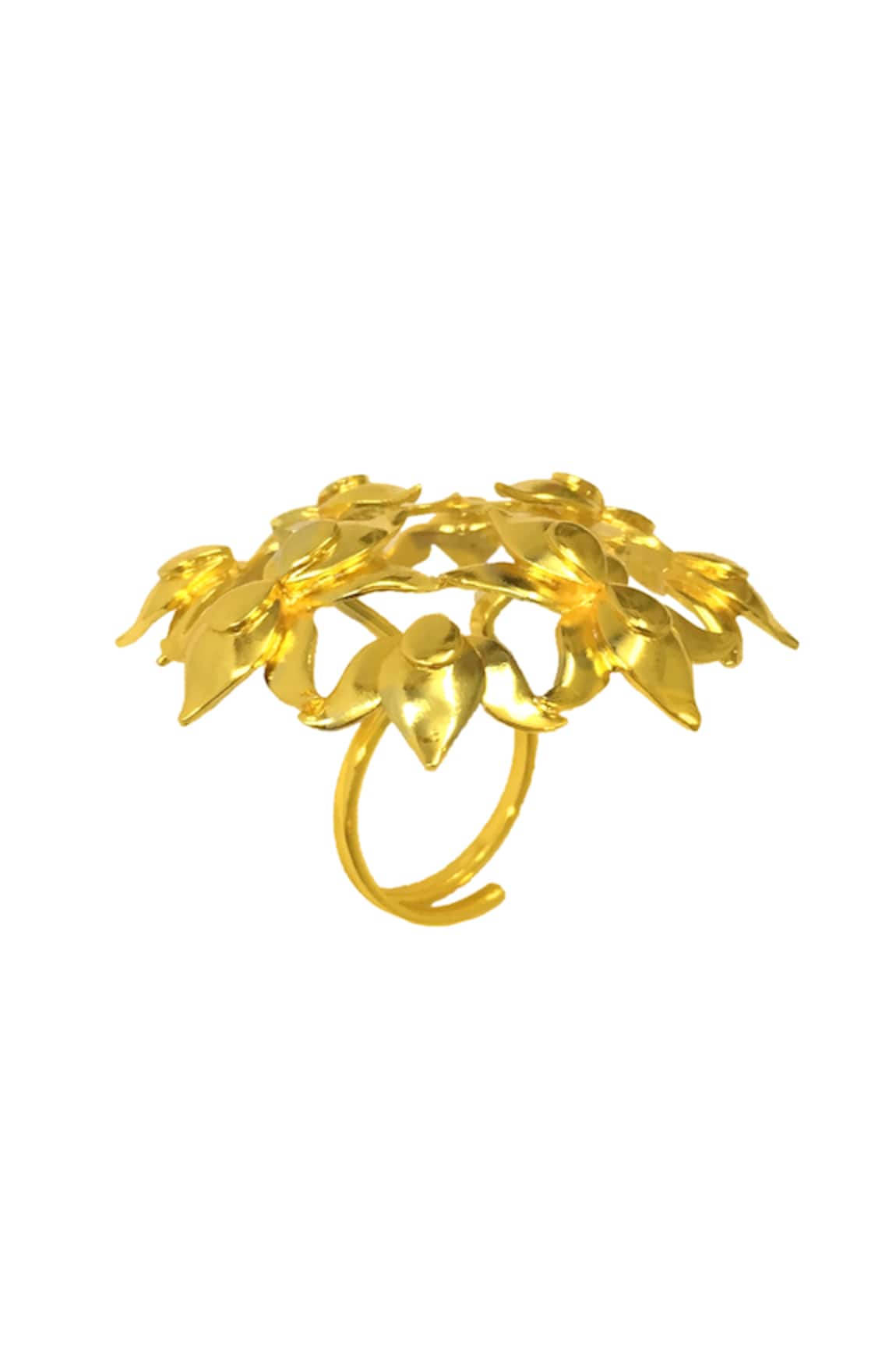Ornamaas Lotus Carved Adjustable Ring