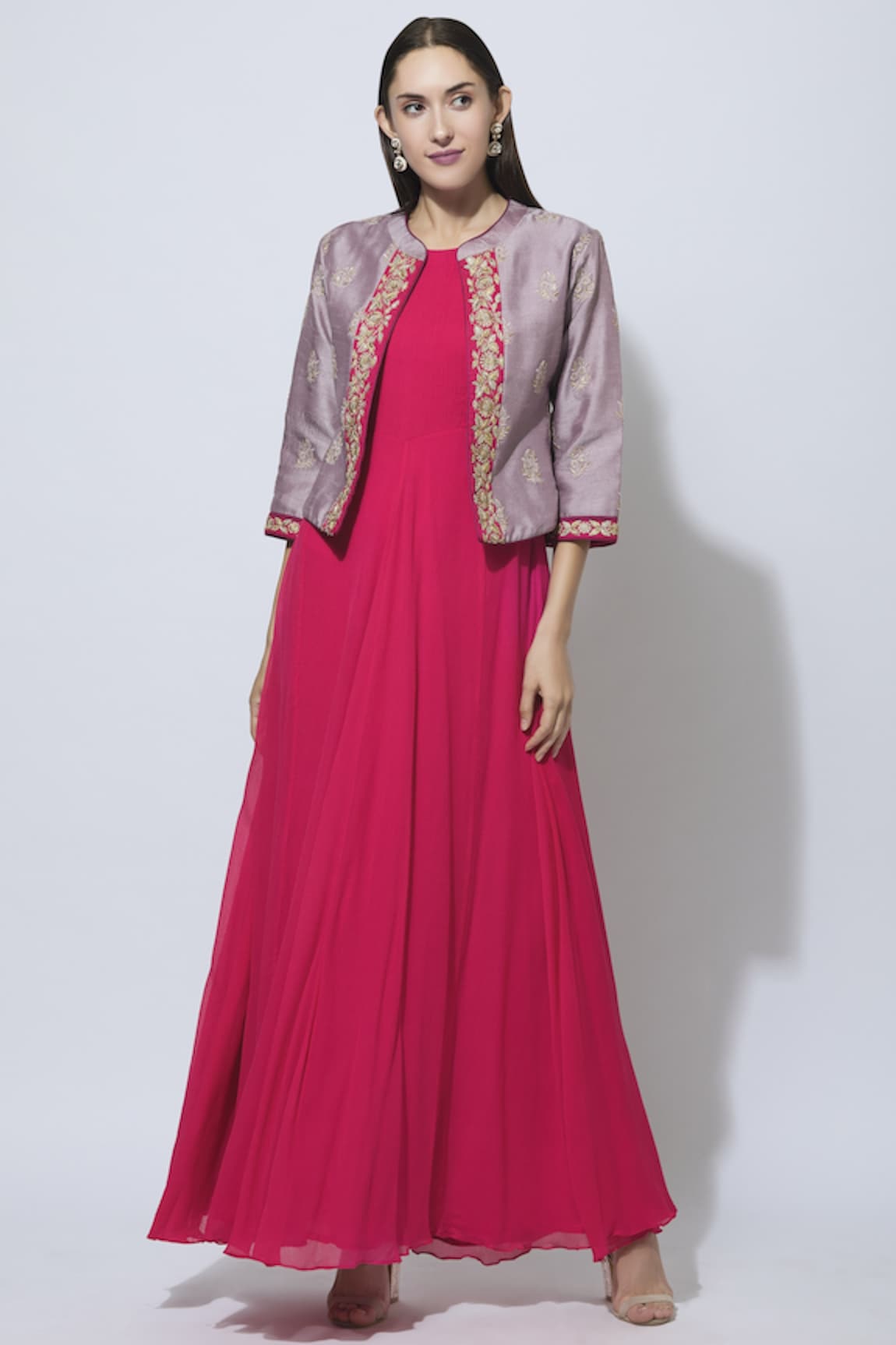 Manasi Sengupta Maxi Dress with Embroidered Jacket