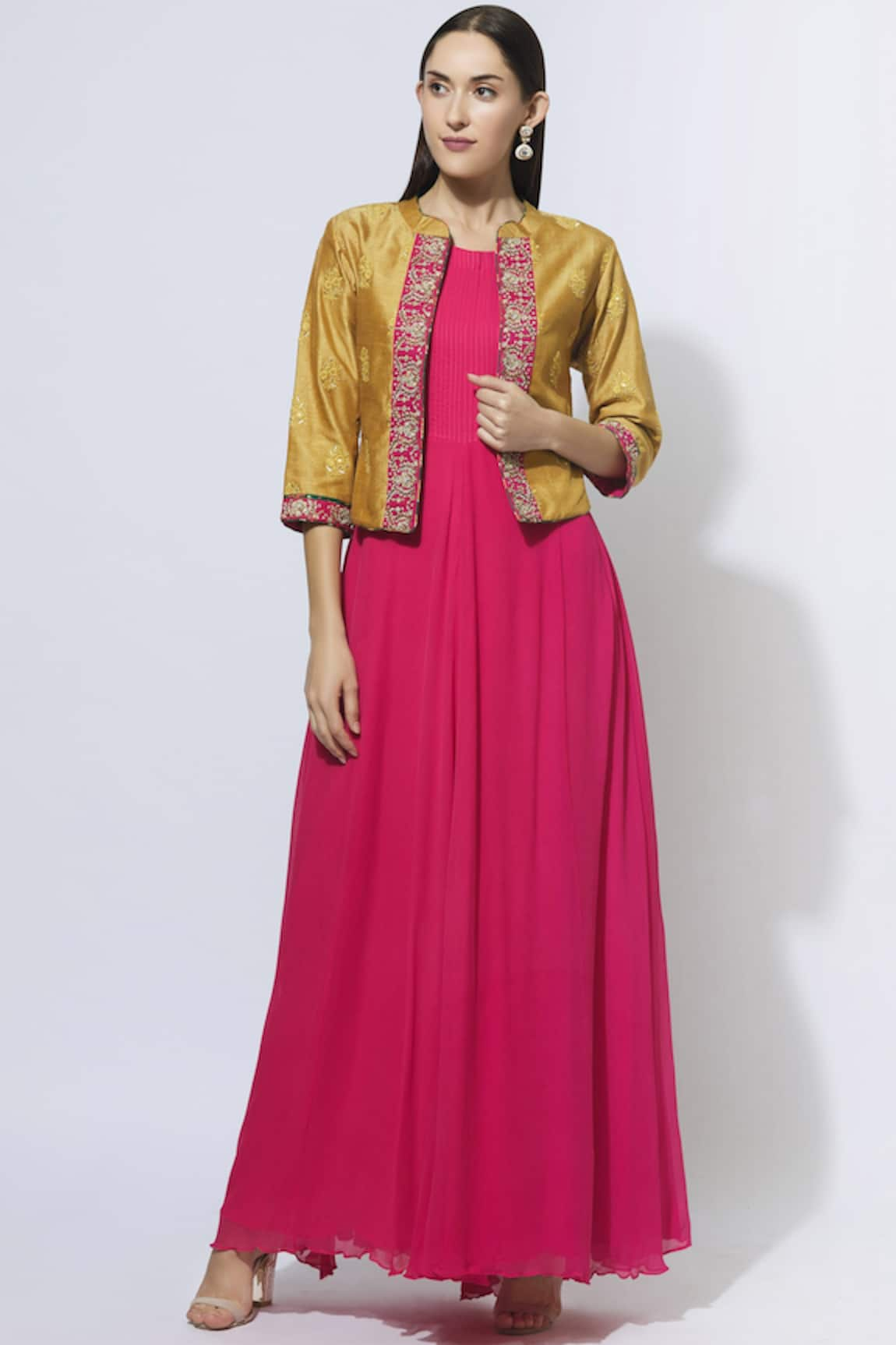 Manasi Sengupta Maxi Dress with Embroidered Jacket