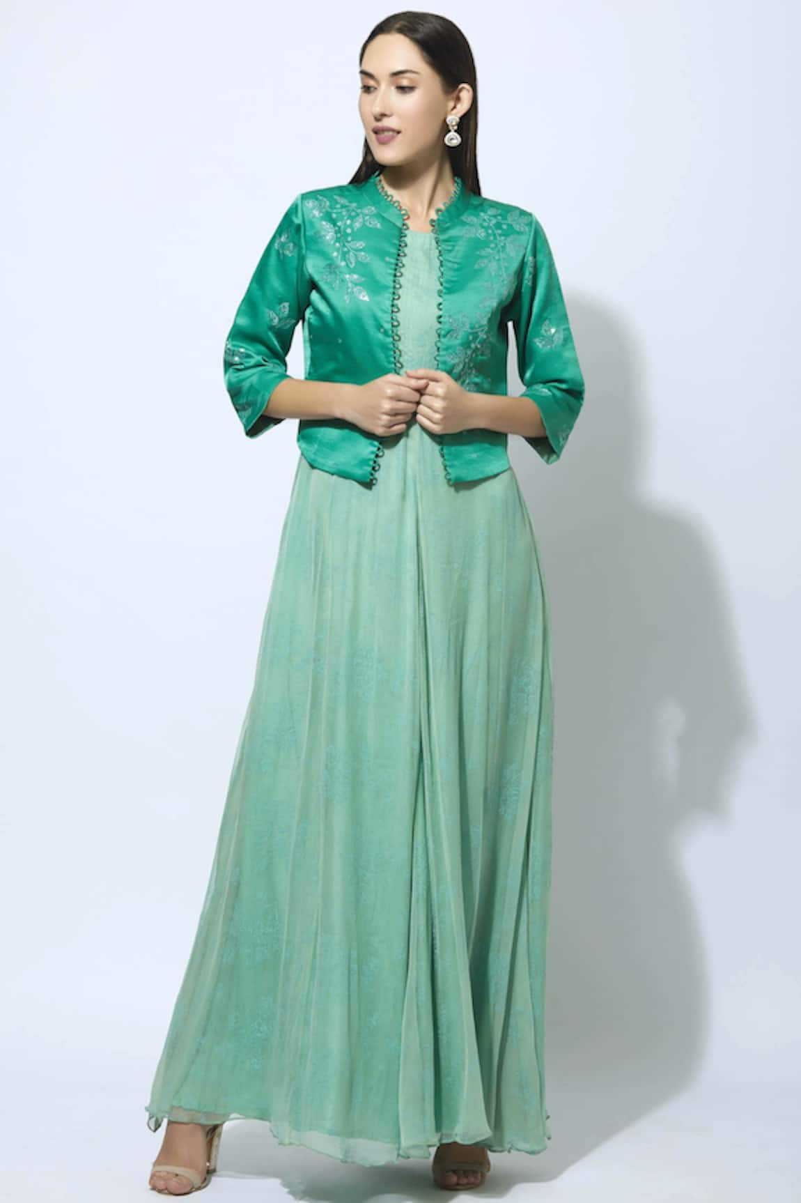 Manasi Sengupta Maxi Dress with Embellished Jacket