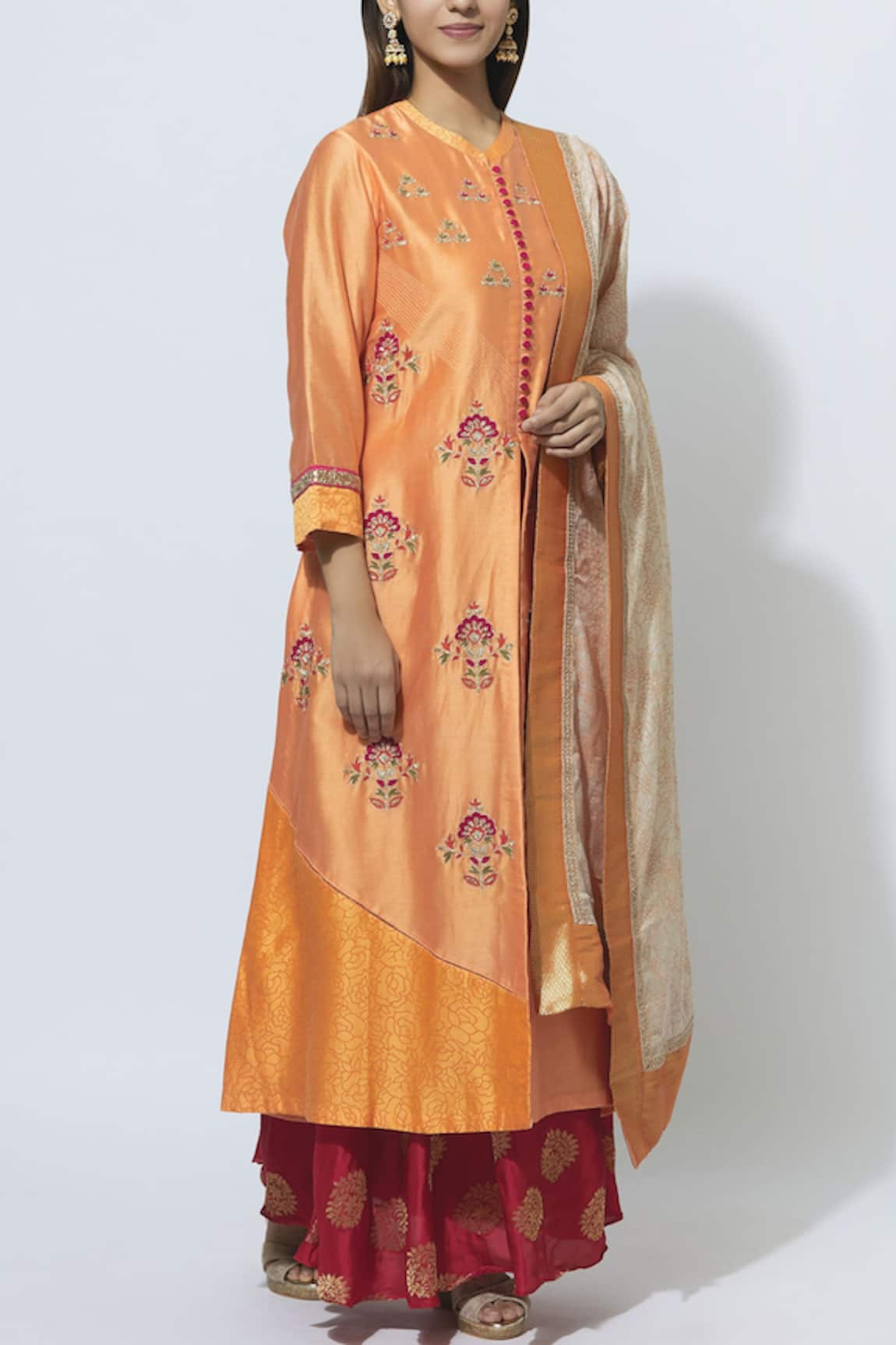 Manasi Sengupta Silk Chanderi Embroidered Kurta Set