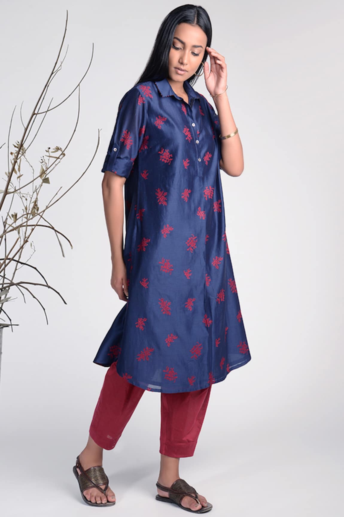 Umbar Silk Embroidered Kurta