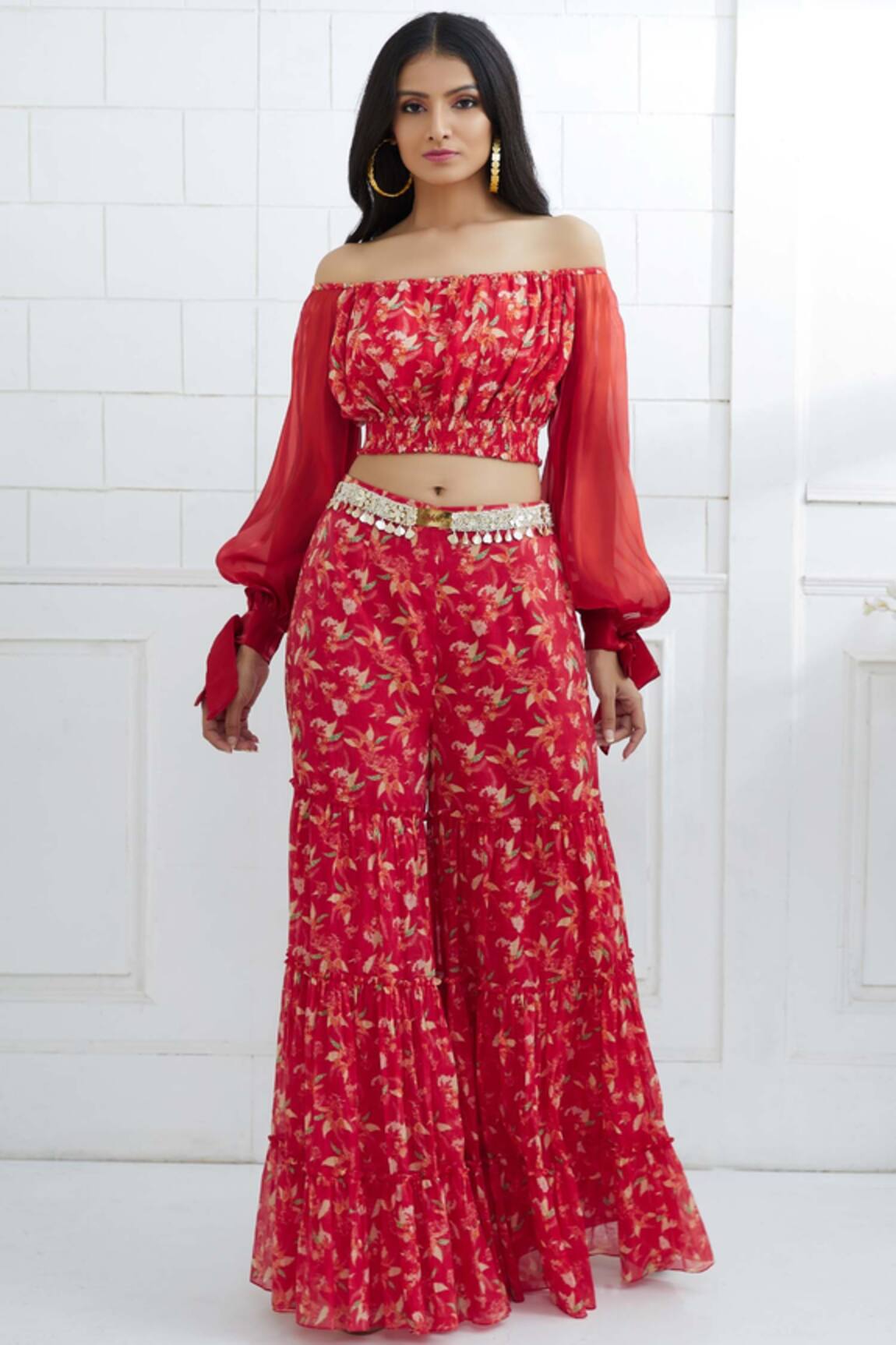 Mandira Wirk - Indian Chanderi Sharara Pant Set