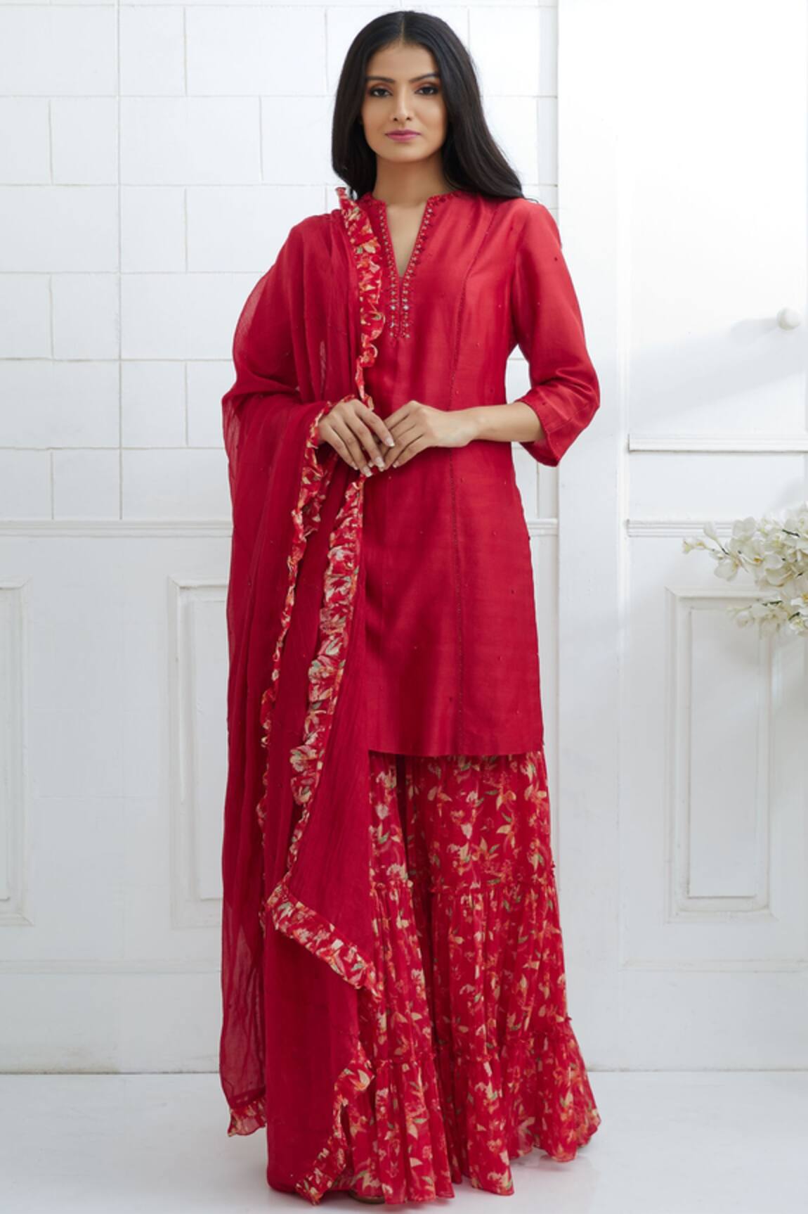 Mandira Wirk - Indian Chanderi Kurta Sharara Set
