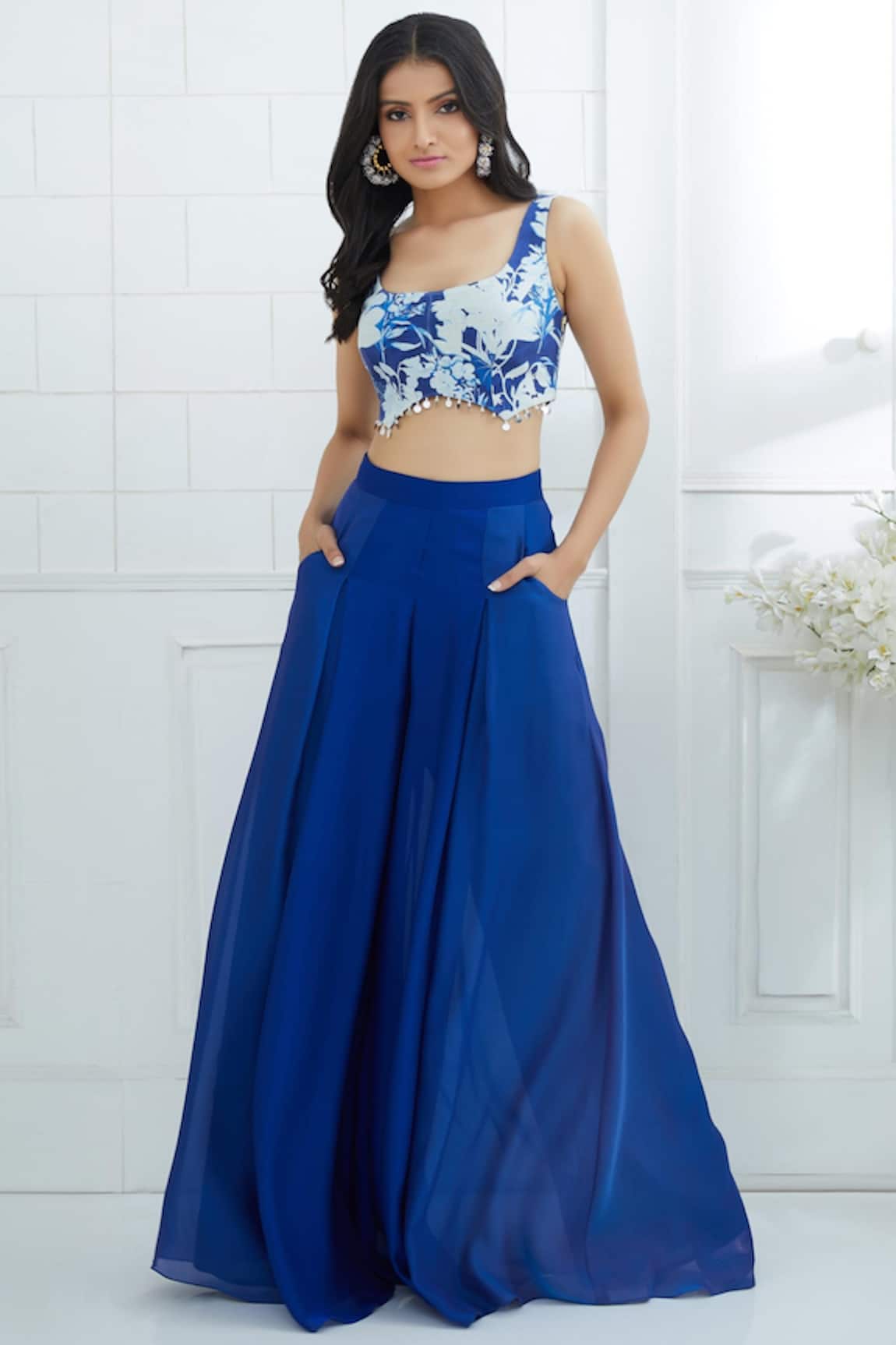 Mandira Wirk - Indian Chanderi Top with Palazzo