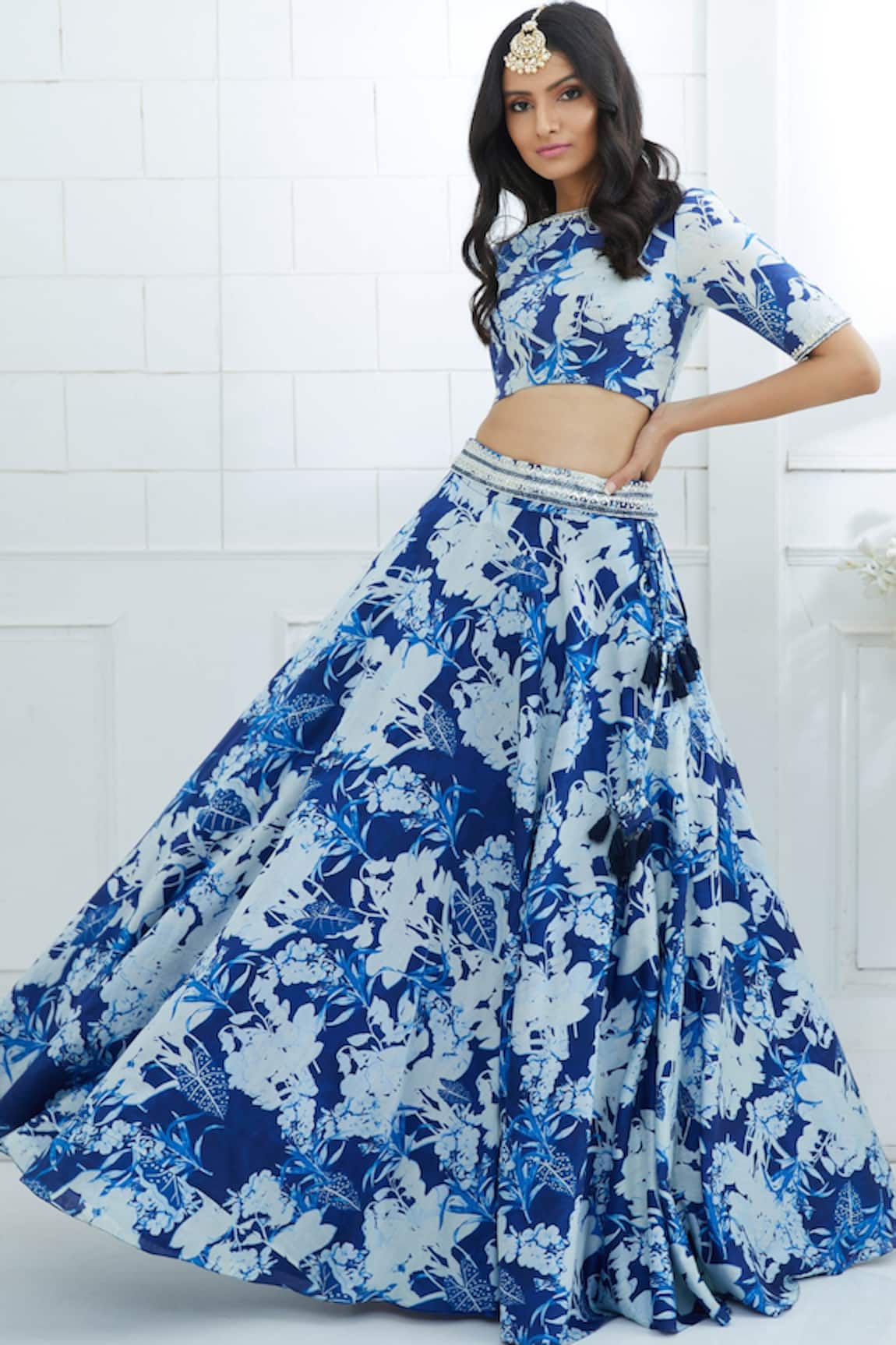 Mandira Wirk - Indian Chanderi Lehenga Set