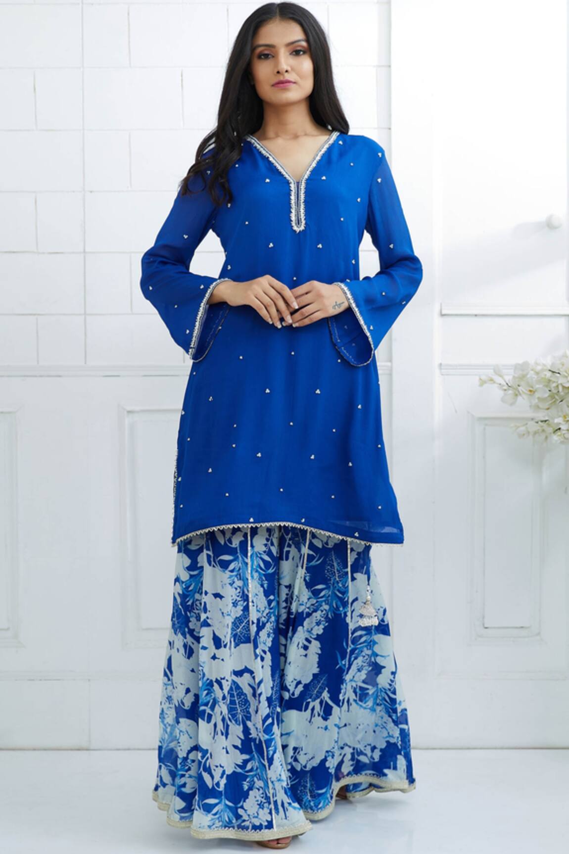 Mandira Wirk - Indian Embroidered Kurta Sharara Set