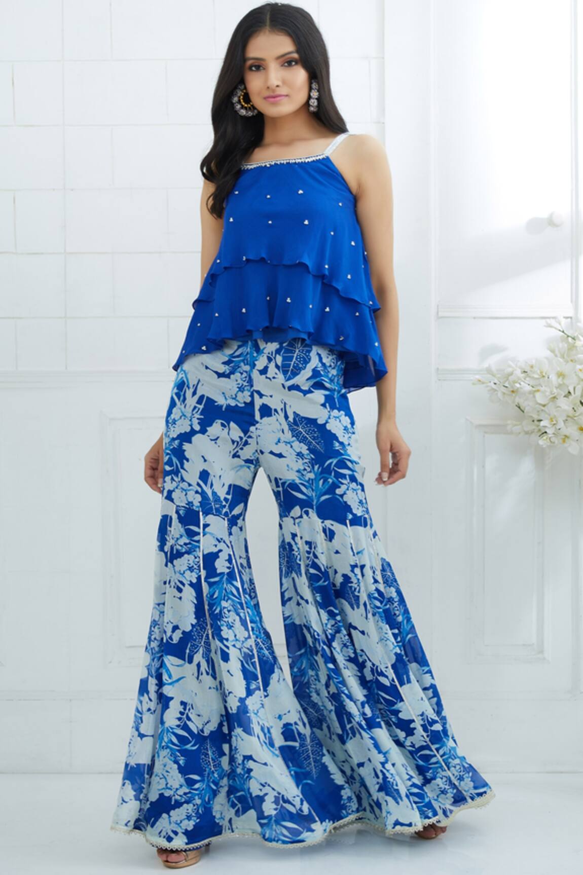 Mandira Wirk - Indian Printed Top Sharara Set