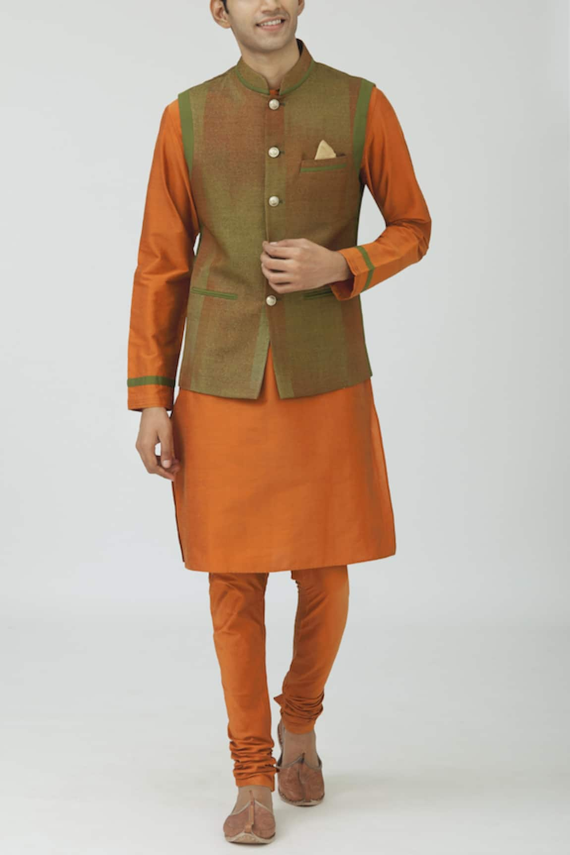 Mapxencars Silk Bundi Kurta Set