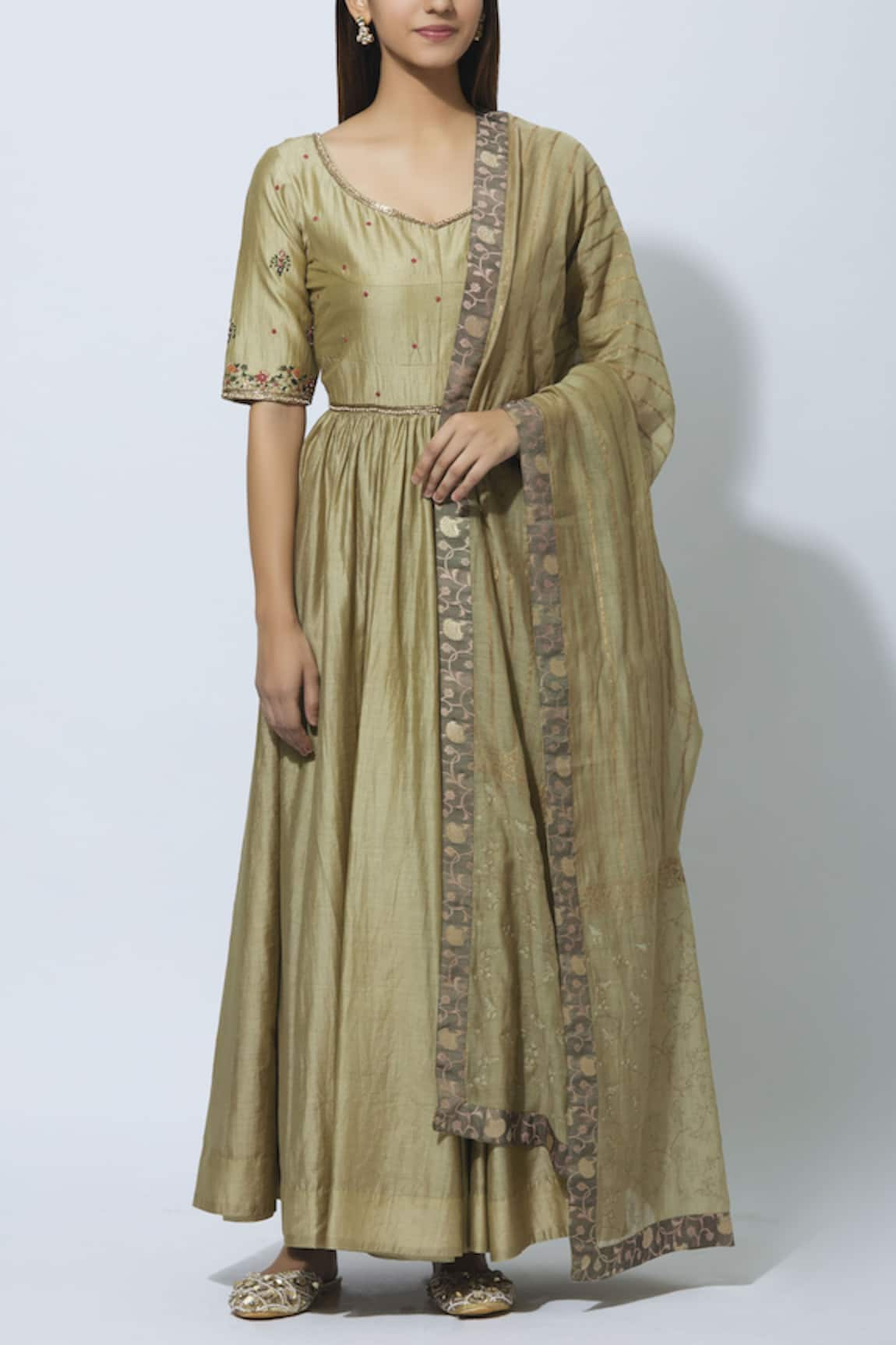 Virtuoso by Mekha and Anurag Chanderi Anarkali with Dupatta