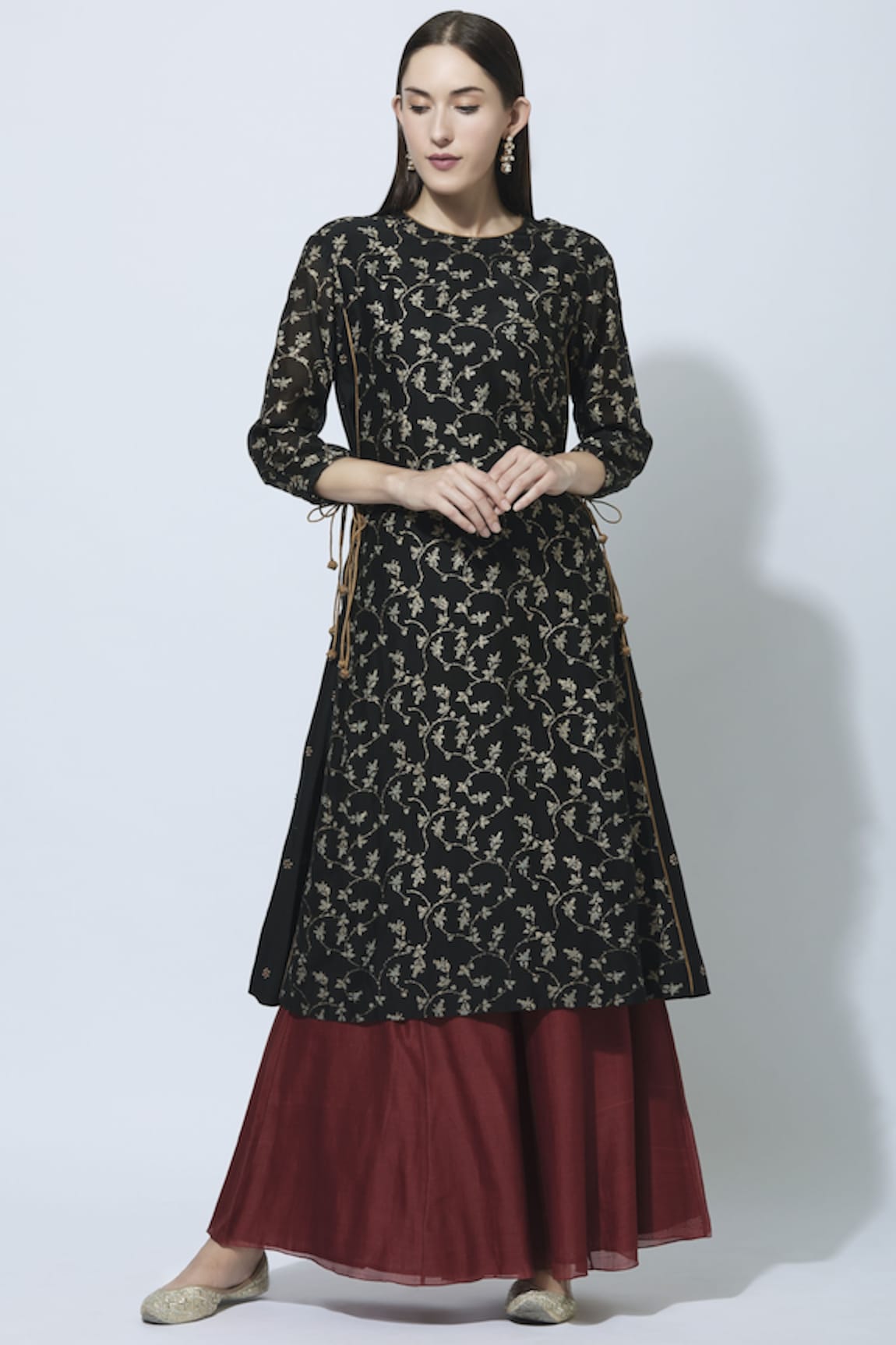 Virtuoso by Mekha and Anurag Chanderi Block Print Kurta Palazzo Set