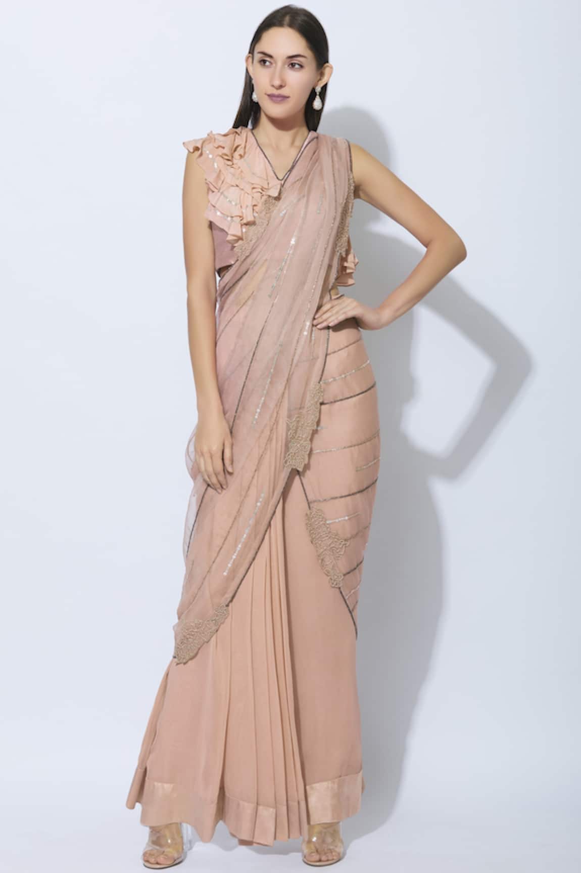 NIDHIKA SHEKHAR Pre-draped Embellished Saree