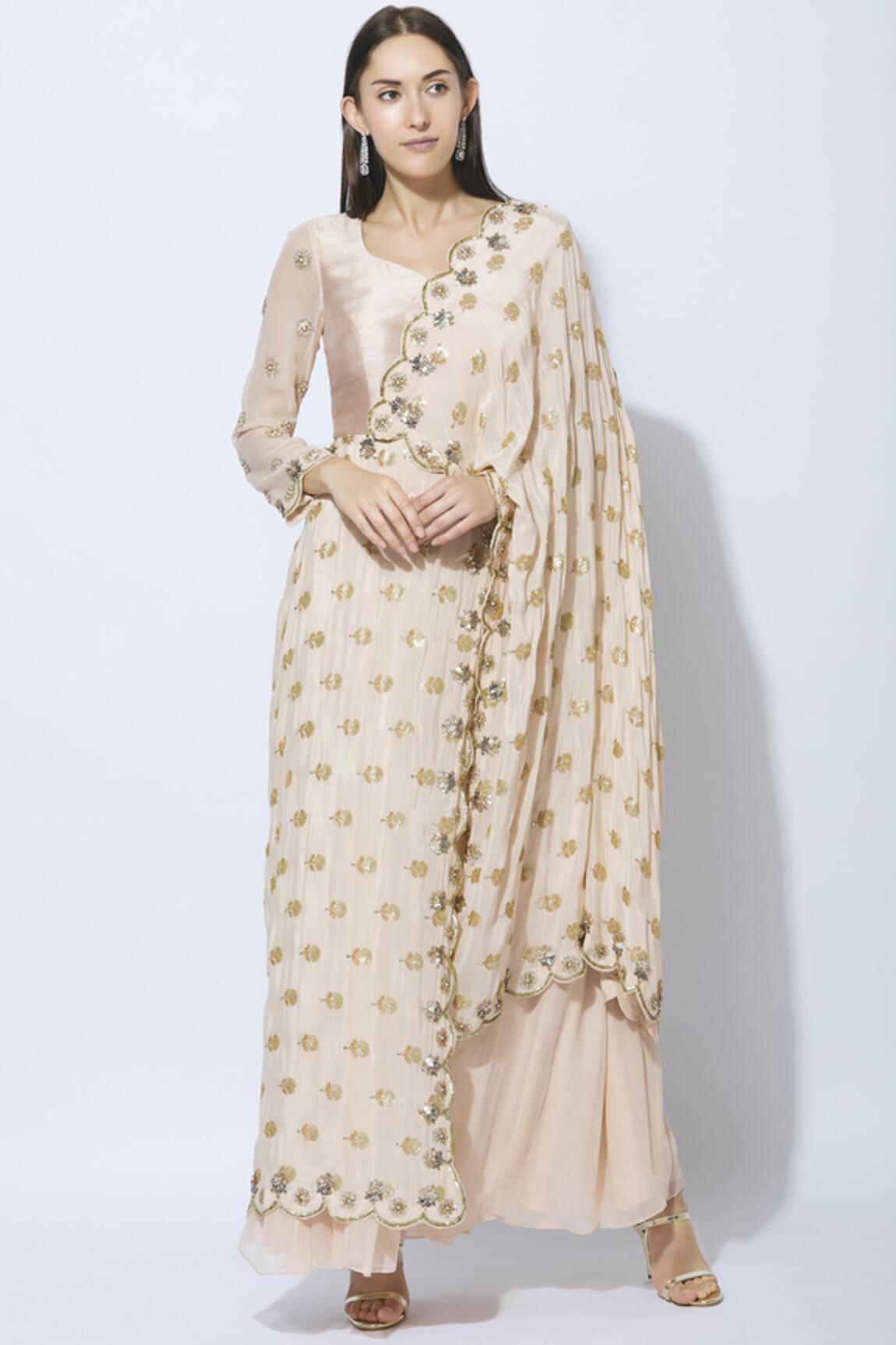 NIDHIKA SHEKHAR Pre-draped Embellished Anarkali
