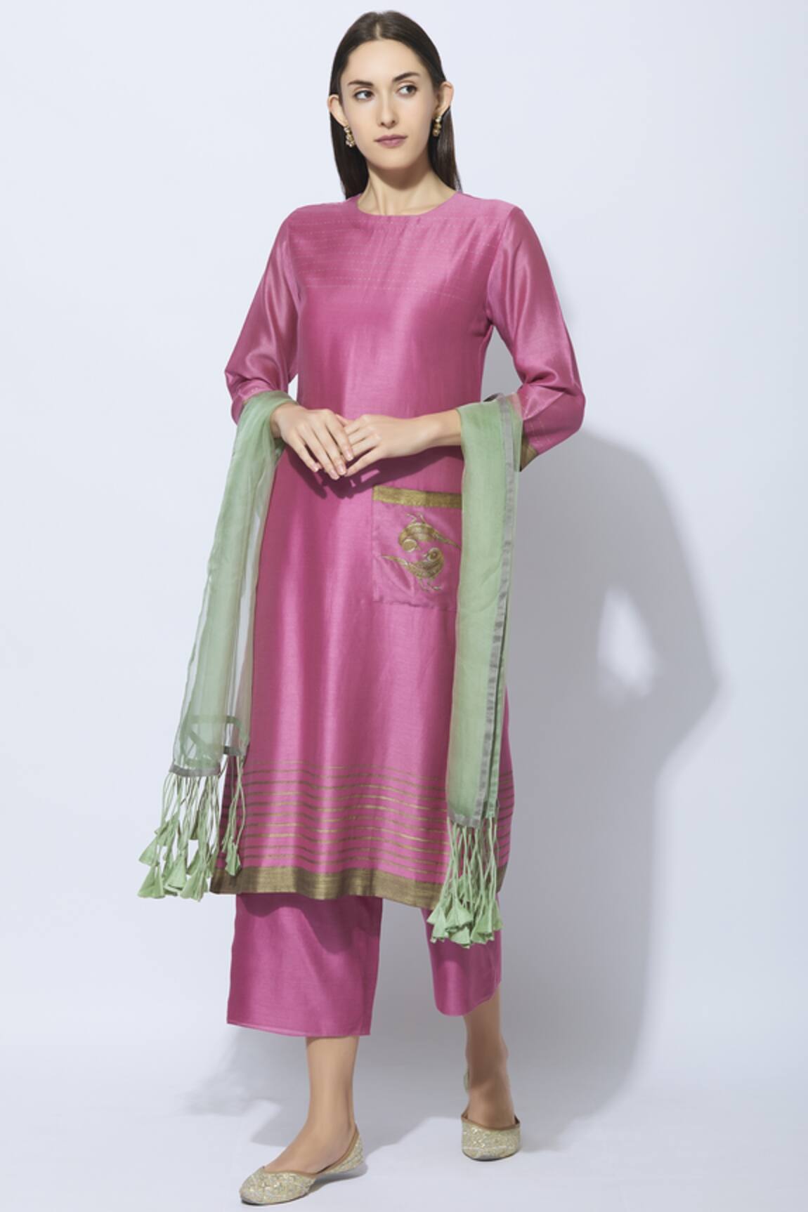 Neeta Bhargava Silk Hand Painted Kurta Set