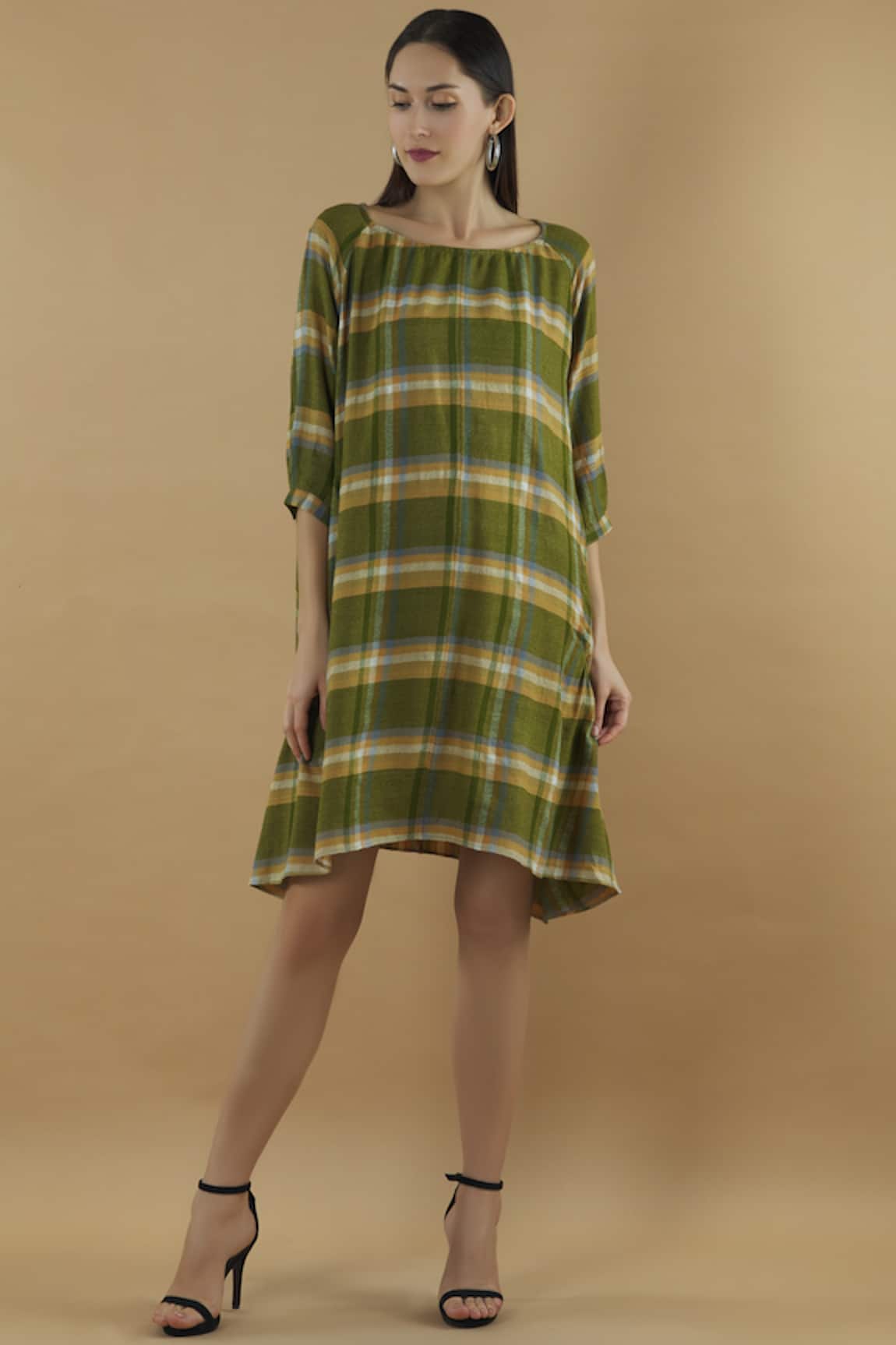 Yavi Checkered Short Dress