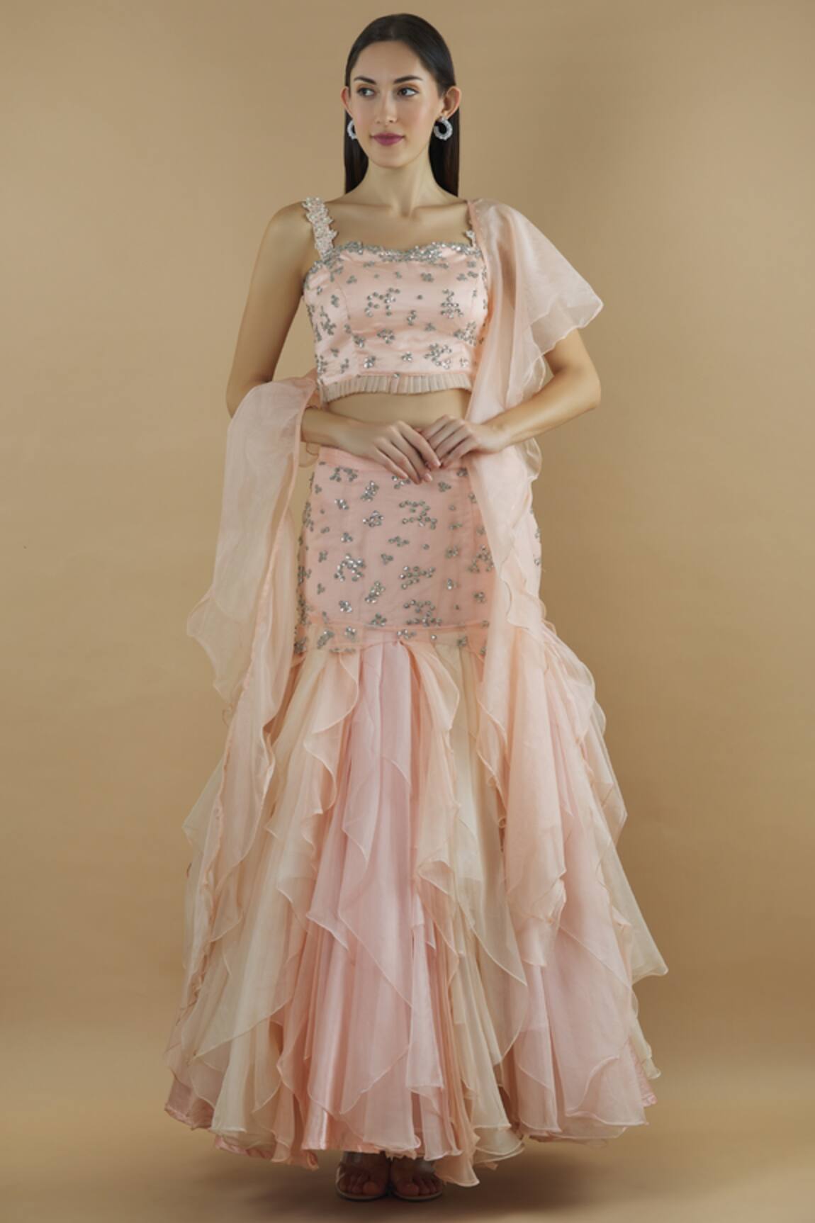 Divya Kanakia Embellished Ruffle Lehenga Set