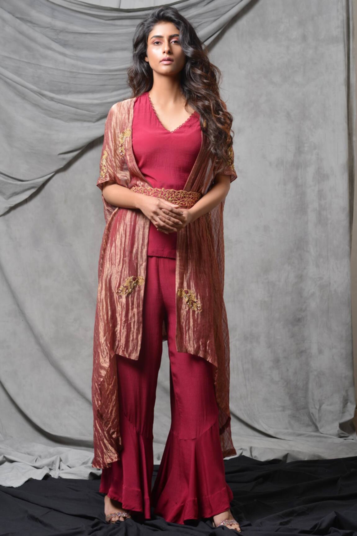 Eclat By Prerika Jalan Embroidered Cape Pant Set