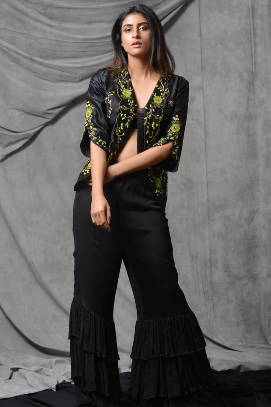 Eclat By Prerika Jalan Embroidered Jacket Pant Set