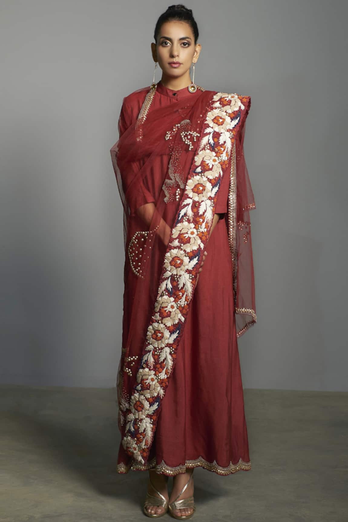 Saksham & Neharicka Silk Anarkali Set